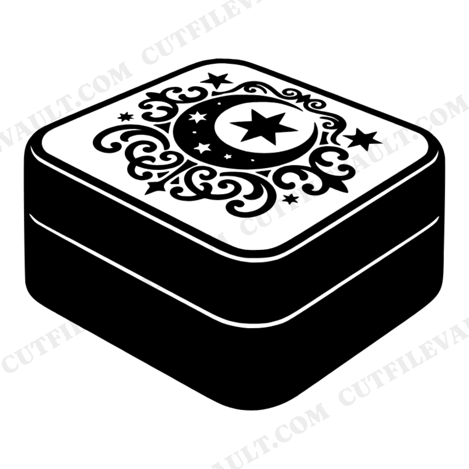 Celestial Ring Box SVG, Moon Phase Jewelry Box PNG, Grandparents Day Gift Cut File, Mystical Heirloom, view 1