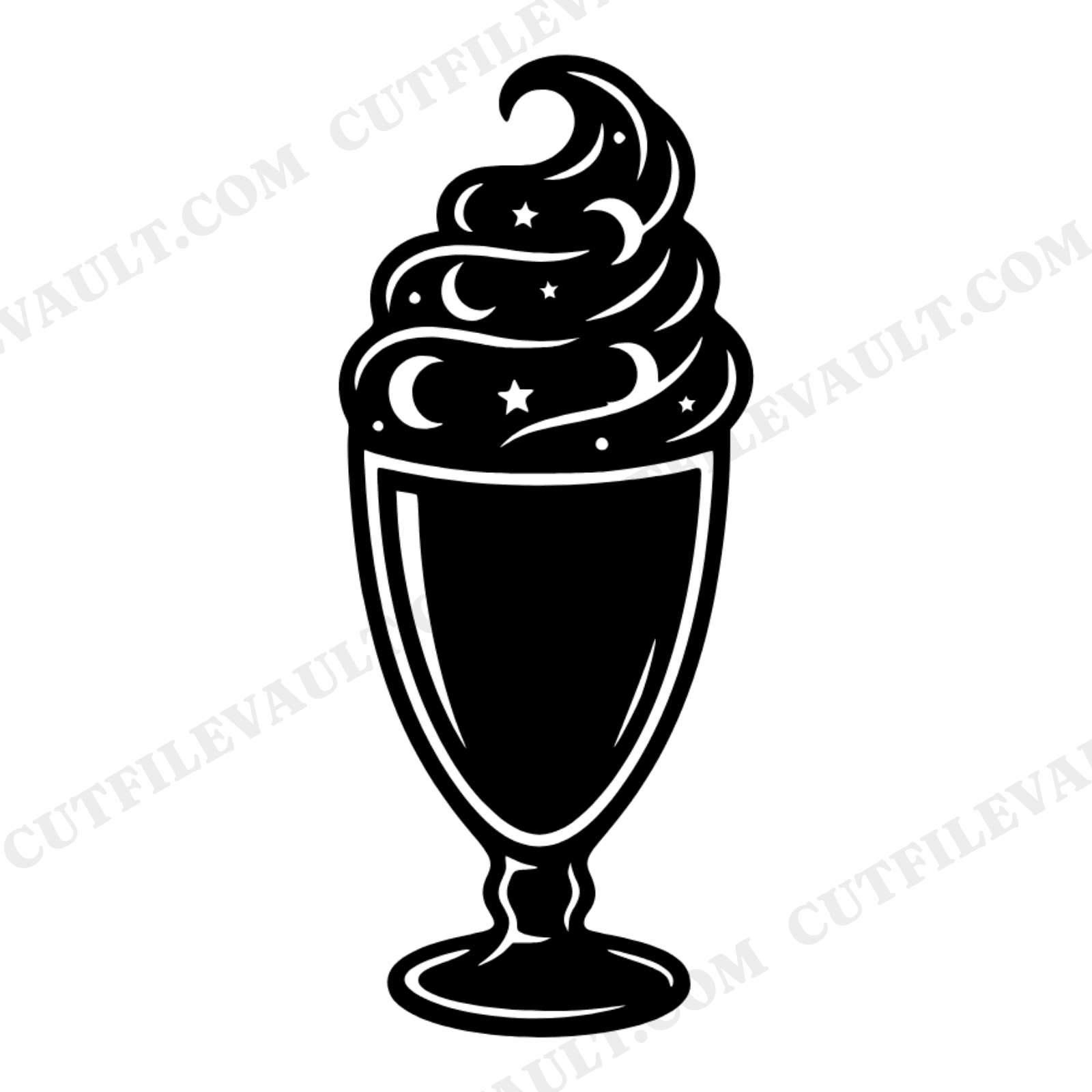 Celestial Soda Fountain Glass SVG PNG, Mystical Ice Cream Float with Stars and Moons Cut File, view 1