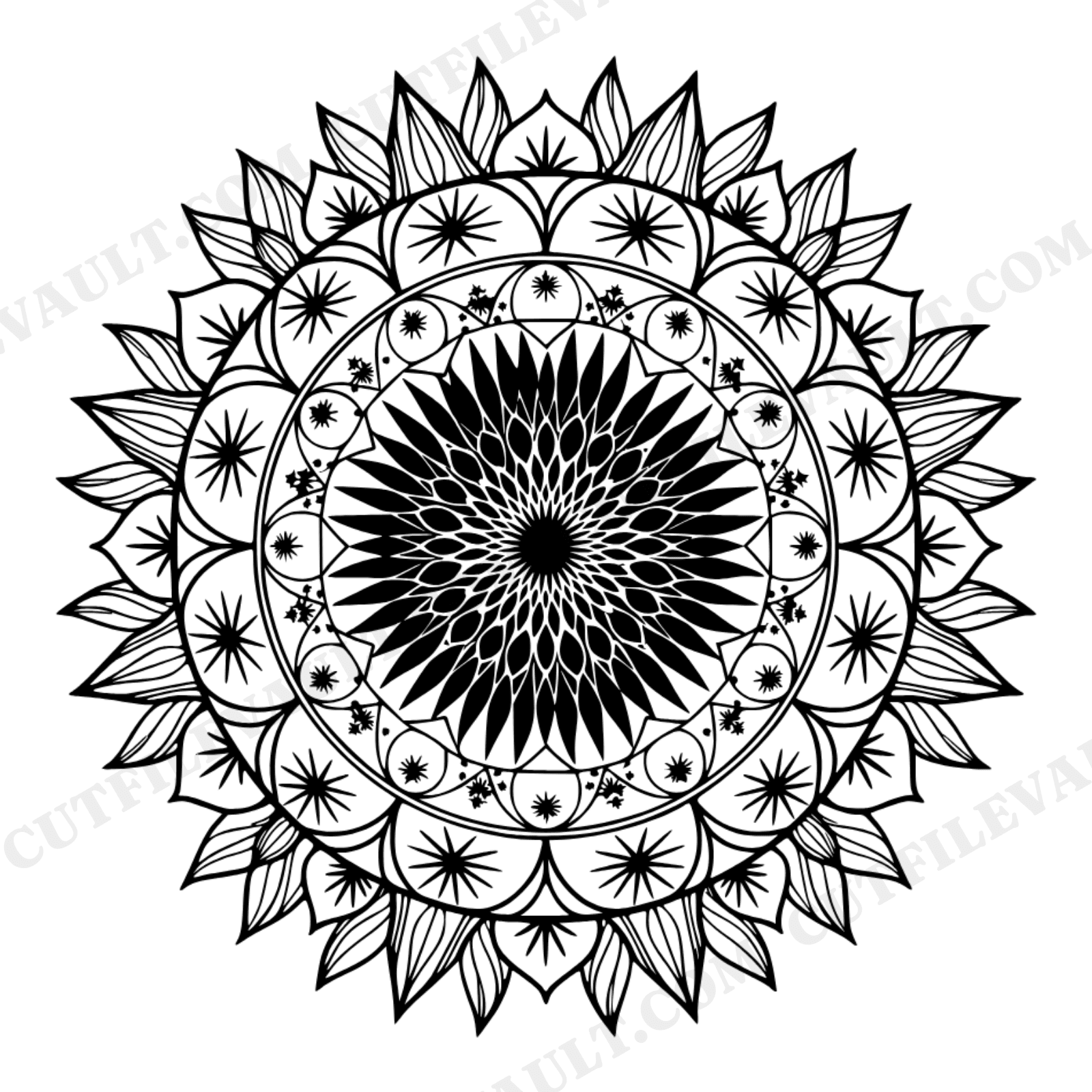 Celestial Sunflower Mandala SVG PNG, Autumn Equinox Harvest Boho Fall Cut File Sacred Geometry, view 1