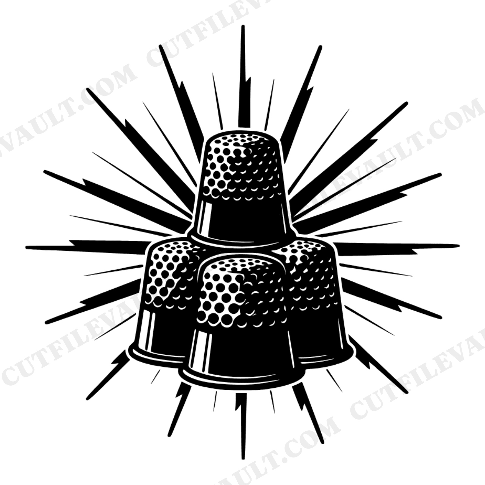 Celestial Thimble Pyramid SVG PNG, Art Deco Sunburst Sewing Cut File, Crafty Mom Mother's Day Design, view 1