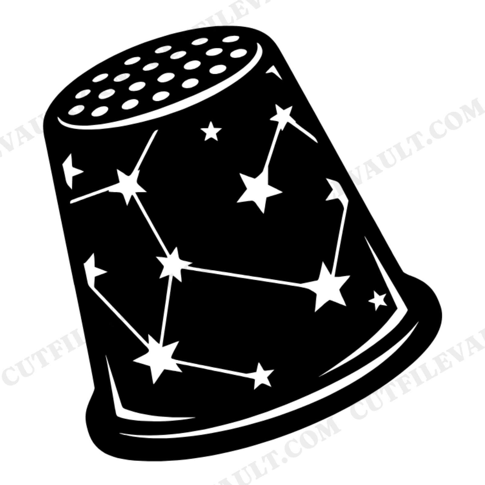 Celestial Thimble SVG PNG, Mother's Day Sewing Constellation Cut File, Vintage Craft Silhouette, view 1