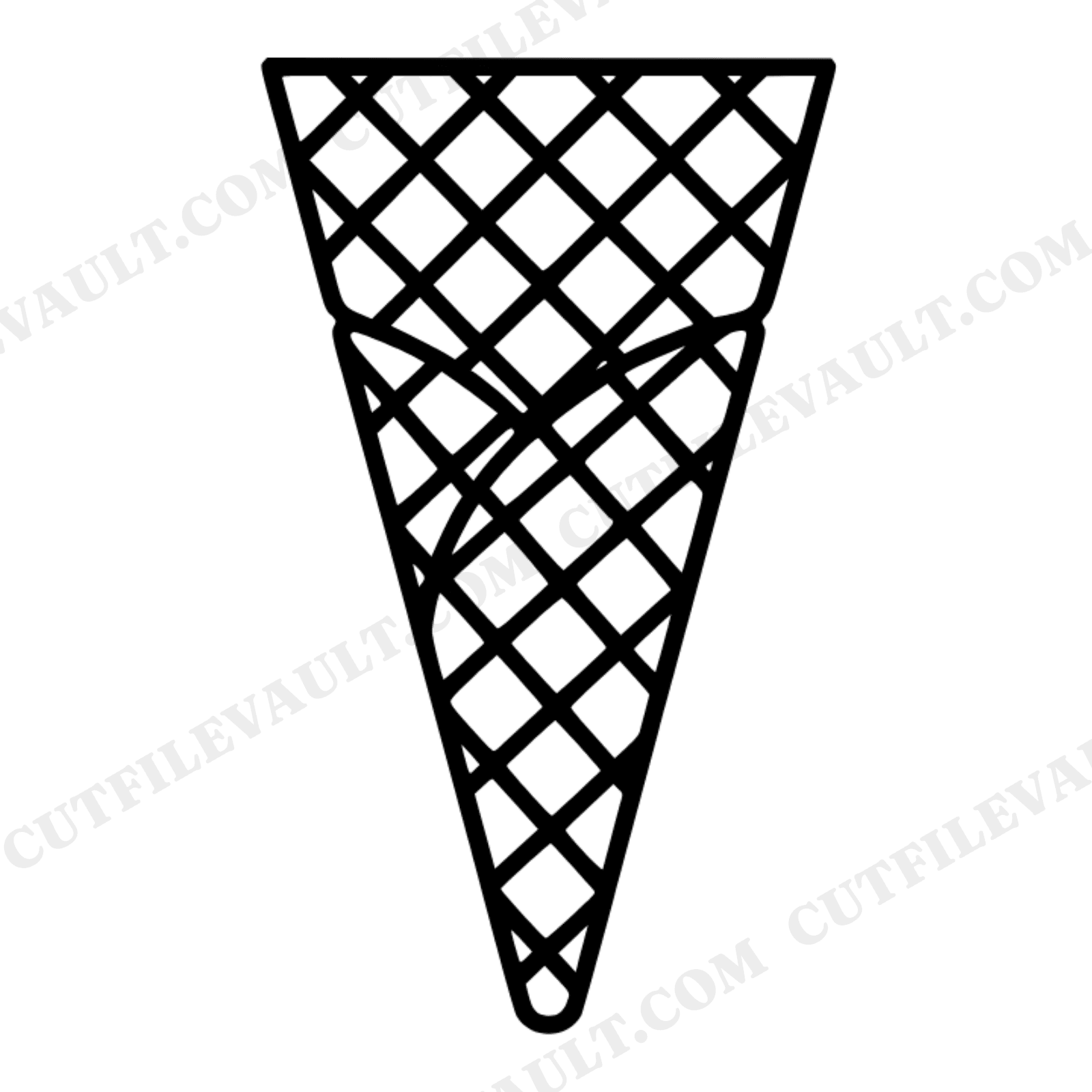 Celestial Waffle Cone SVG PNG, Mystical Cross Hatch Ice Cream Cone Cut File, Minimalist Line Art, view 1