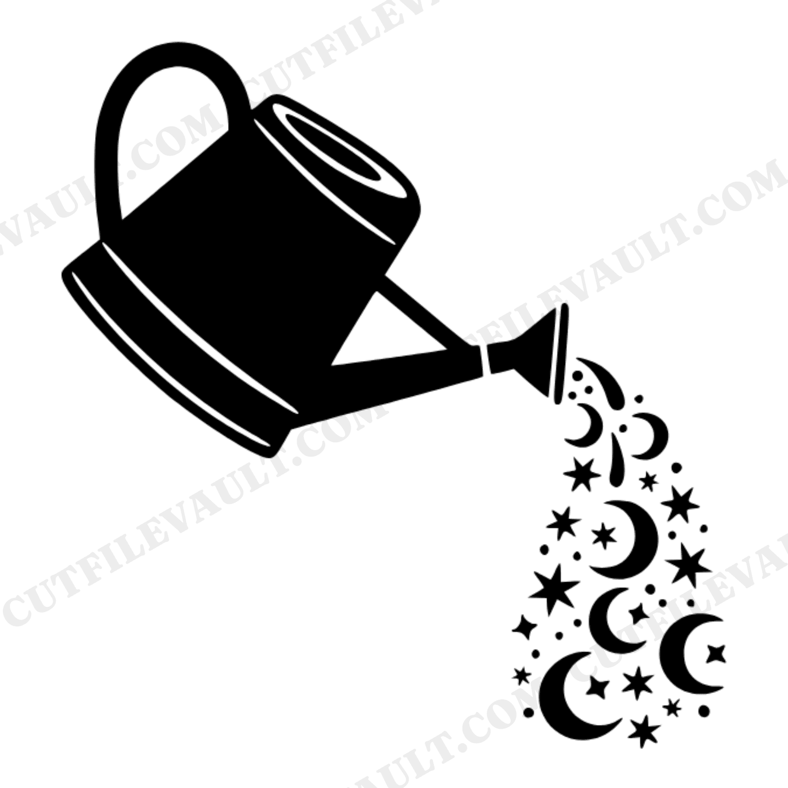 Celestial Watering Can SVG PNG Labor Day Garden Stars Moon Cut File Cricut Silhouette Design, view 1