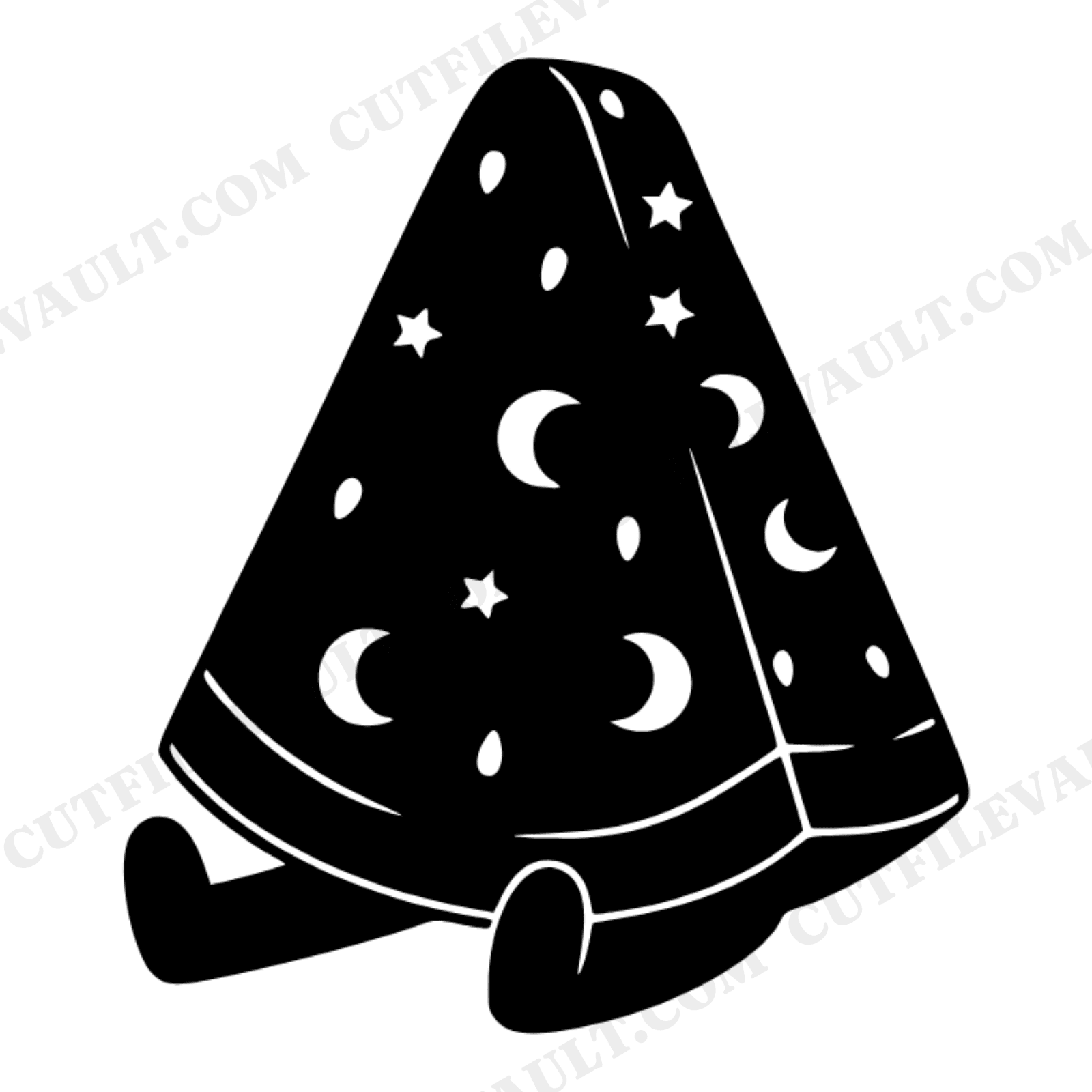 Celestial Watermelon SVG PNG, Kawaii Moon Star Dreamer Cut File, Mystical Summer Fruit Character, view 1