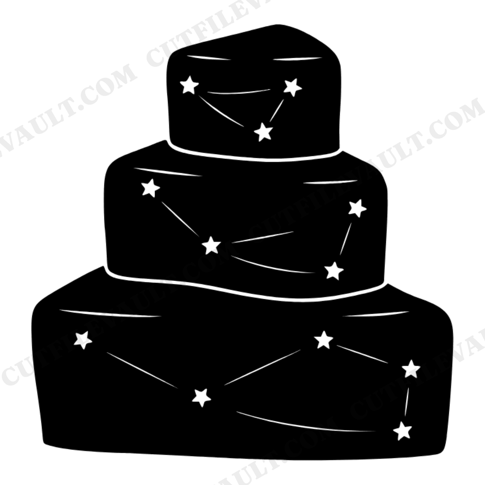 Celestial Wedding Cake Slice SVG PNG, Constellation Stars Tiered Cake Cut File for Cricut, view 1