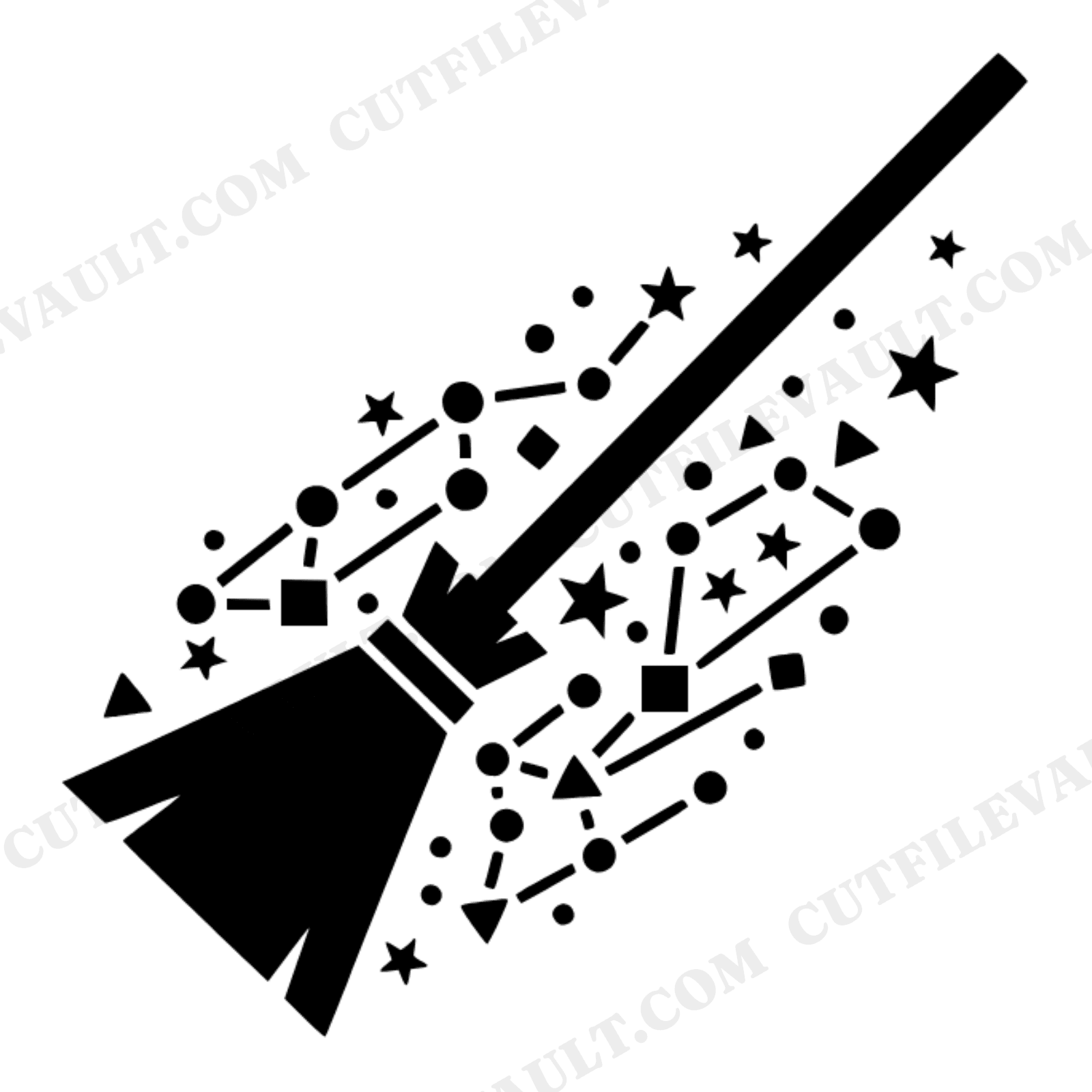Celestial Witch Broom SVG PNG Comet Trail Halloween Magic Cut File Constellation Stars Design, view 1