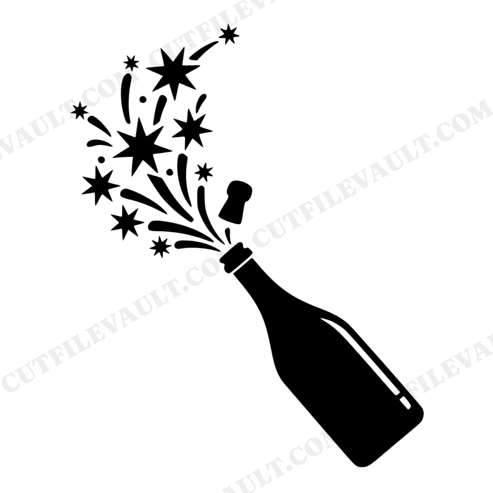 Champagne Bottle SVG PNG Celestial Constellation Bubbles Wedding Celebration Cut File Bridal Party, view 1