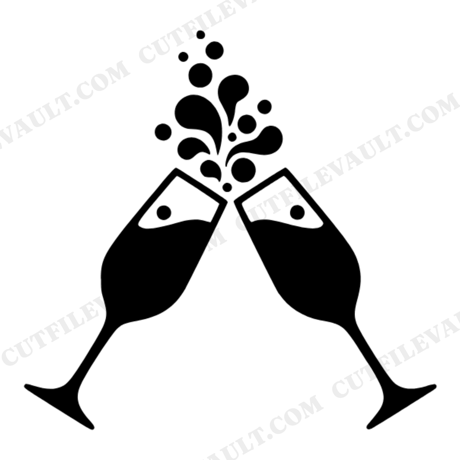 Champagne Toast SVG PNG Retro 70s Wedding Celebration Bubbles Cut File Bridal Shower Anniversary, view 1