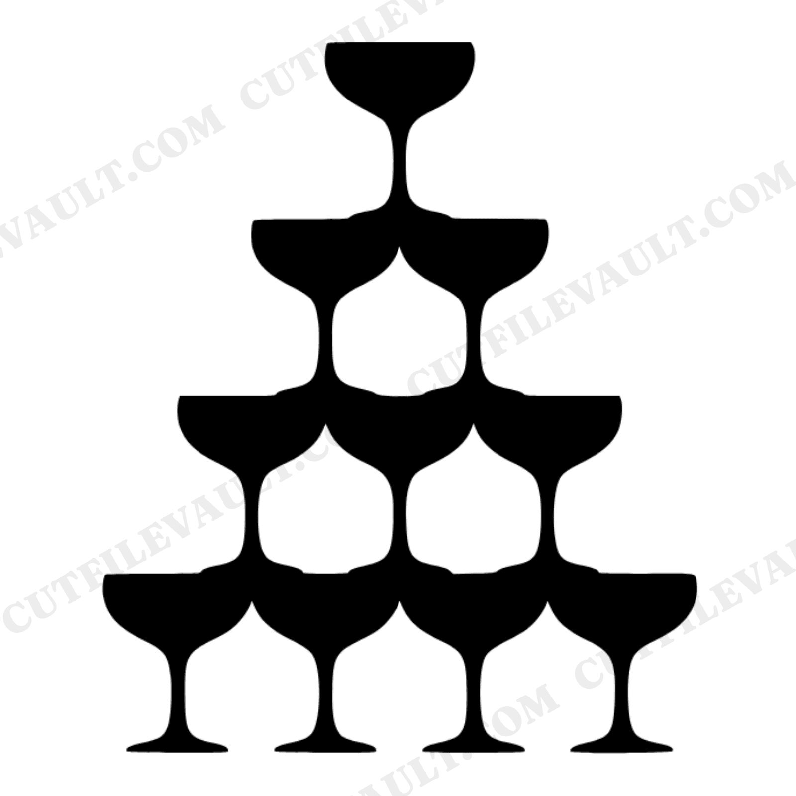 Champagne Tower SVG PNG Art Deco Wedding Celebration Silhouette Cut File Retro Coupe Glasses, view 1