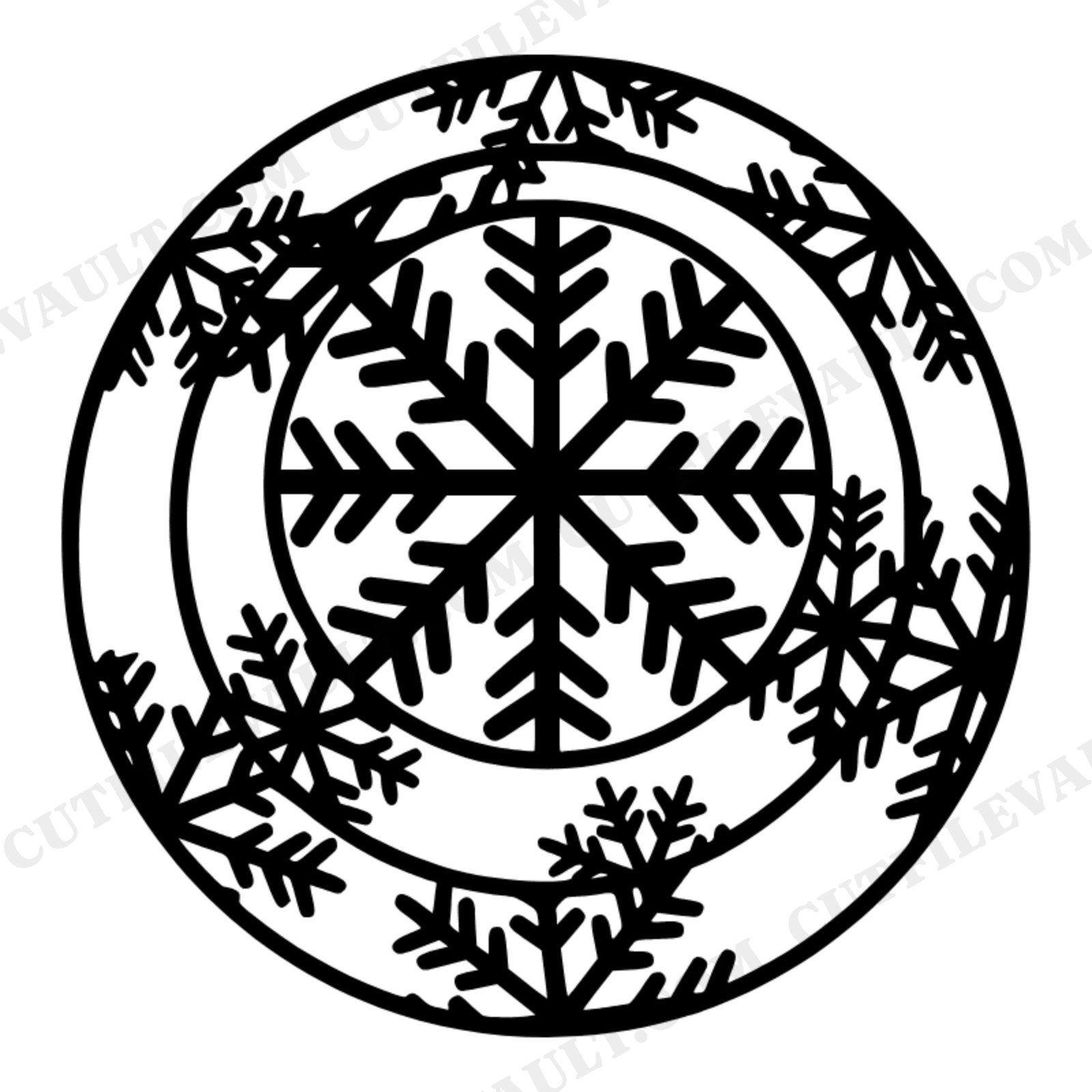 Christmas Wedding Cake Top View SVG PNG, Snowflake Winter Wedding Clipart, Boho Bridal Shower, view 1
