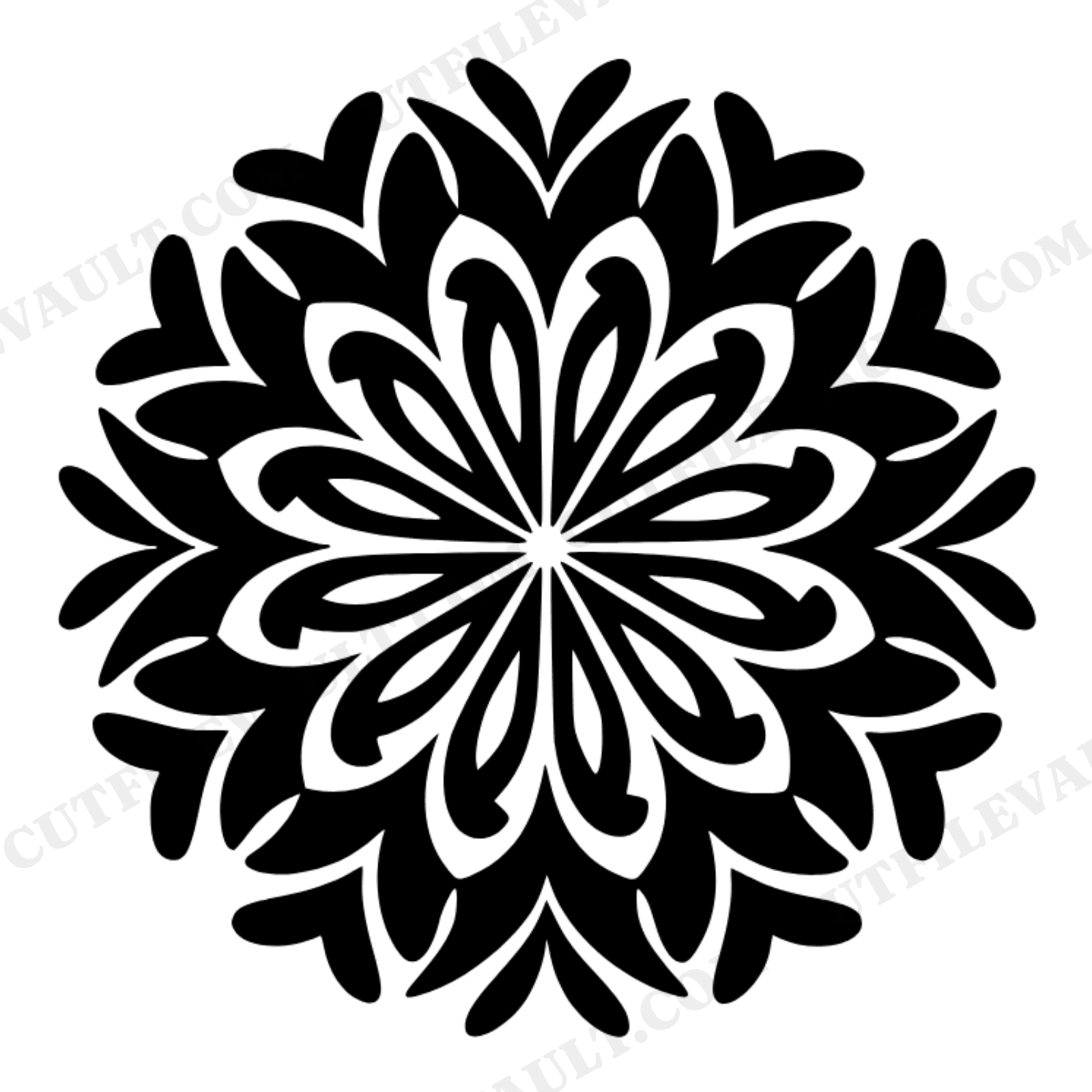 Chrysanthemum Firework SVG PNG, Fourth of July Floral Burst Silhouette, Patriotic Mandala Cut File, view 1