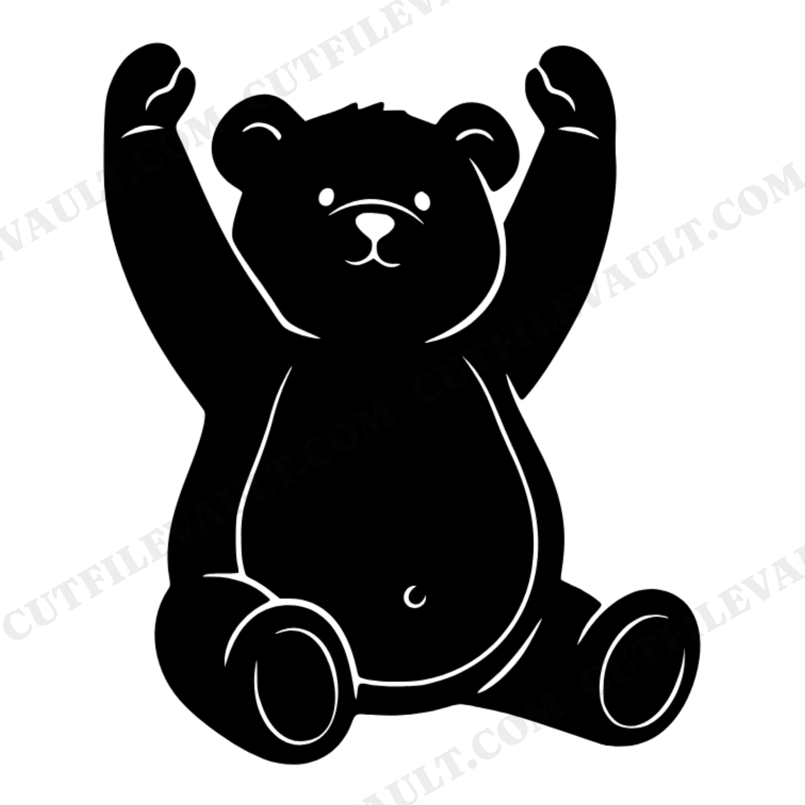 Chubby Teddy Bear Morning Stretch SVG PNG, Boho Nursery Bear Silhouette Cut File for Cricut, view 1