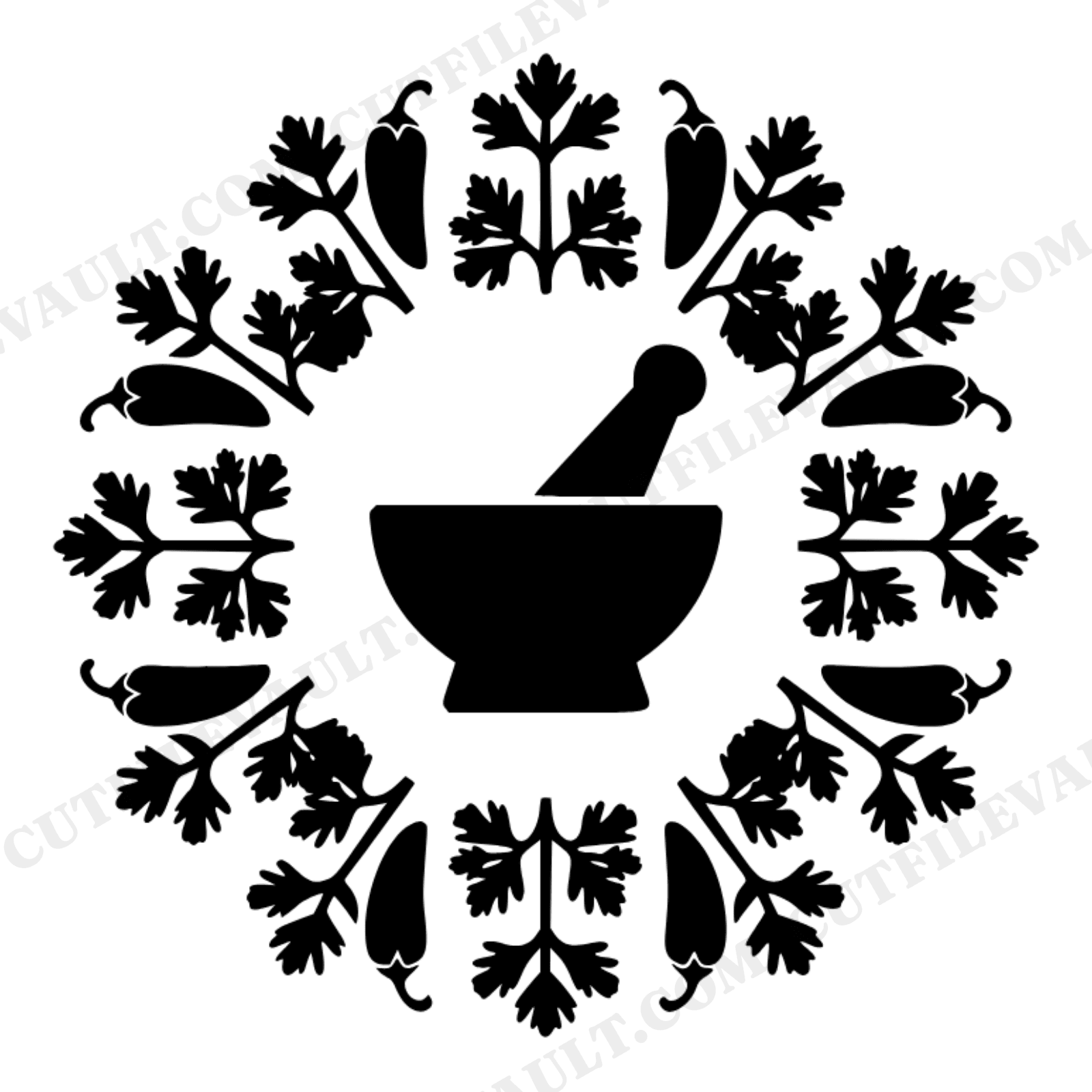 Cinco de Mayo Molcajete Mandala SVG PNG, Mortar Pestle Top View Cut File, Kitchen Witch Decor, view 1