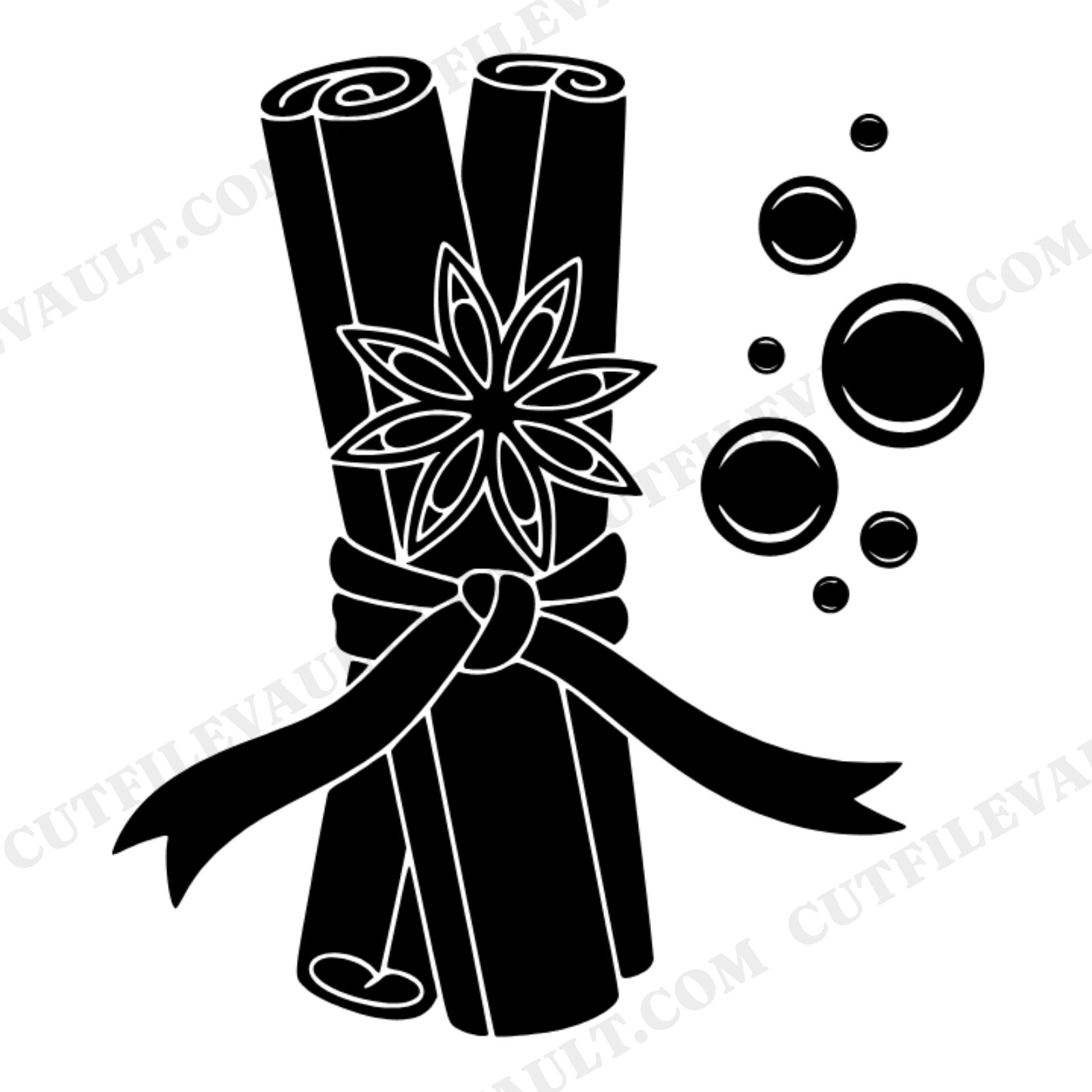 Cinnamon Bundle SVG PNG, Star Anise Autumn Spice Cut File, Fall Botanical Clipart, Y2K Chrome Bubbles, view 1