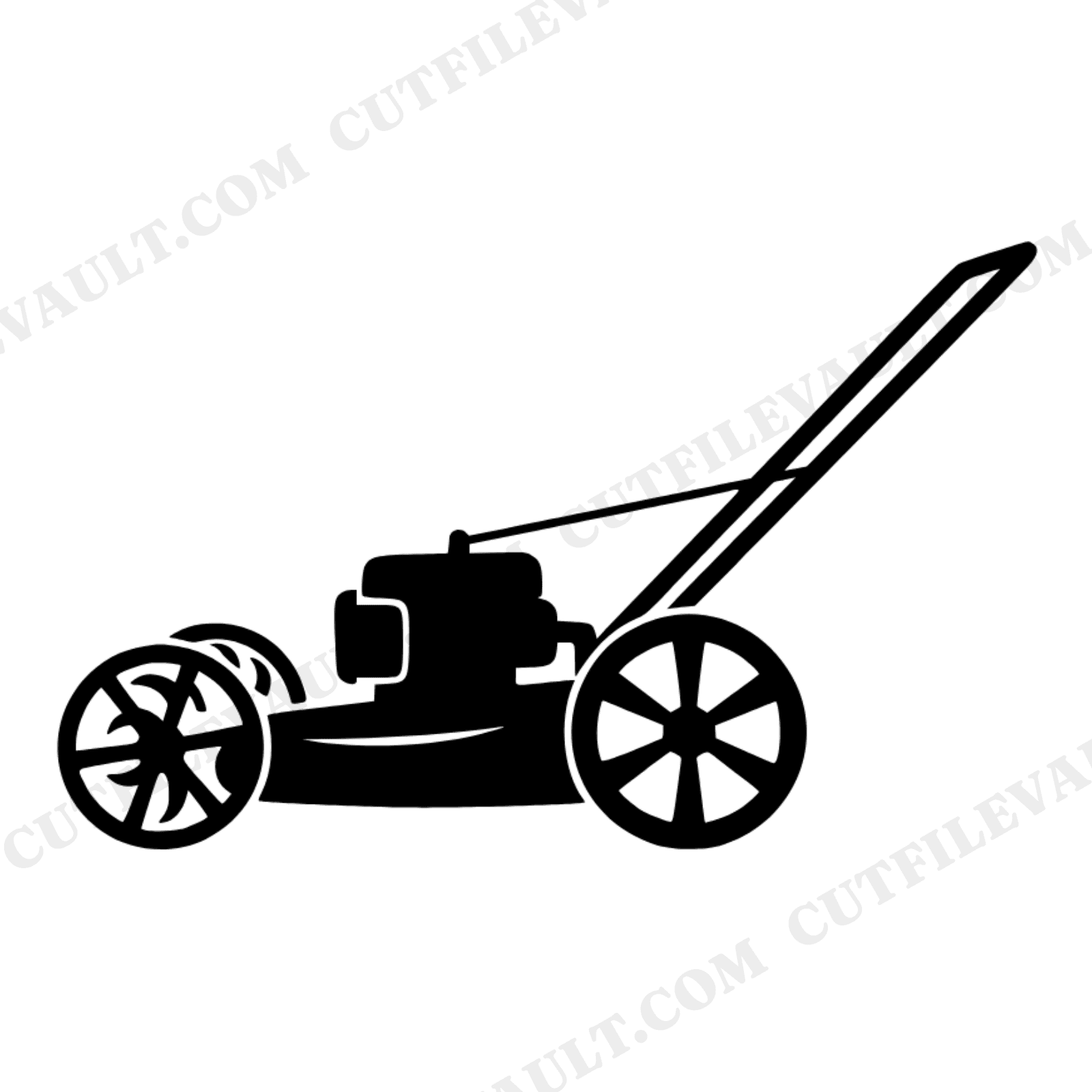 Classic Push Reel Mower SVG PNG, Retro 1950s Lawn Mower Silhouette, Father's Day Cut File, view 1