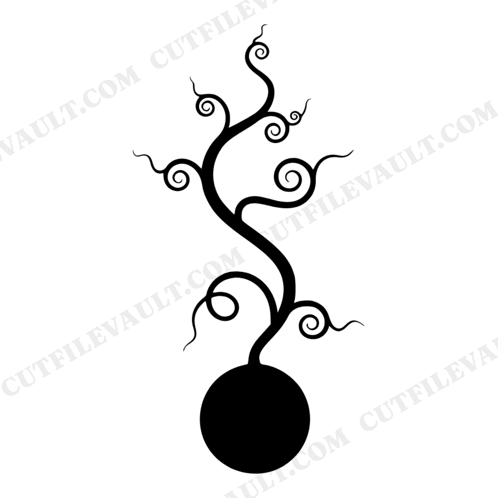 Climbing Watermelon Vine SVG PNG, Cottagecore Botanical Silhouette, Single Line Vine Cut File, view 1