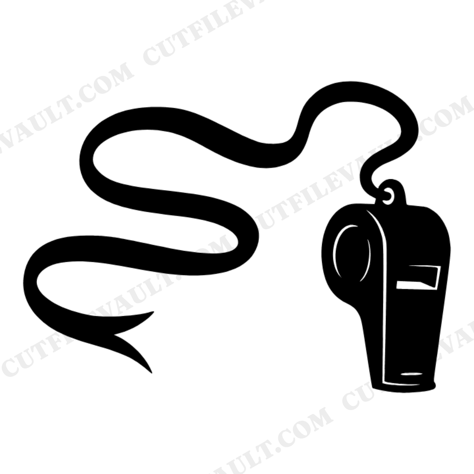 Coaches Whistle SVG PNG, Gym Teacher Lanyard Cut File, PE Coach Sports Whistle Silhouette Design, view 1