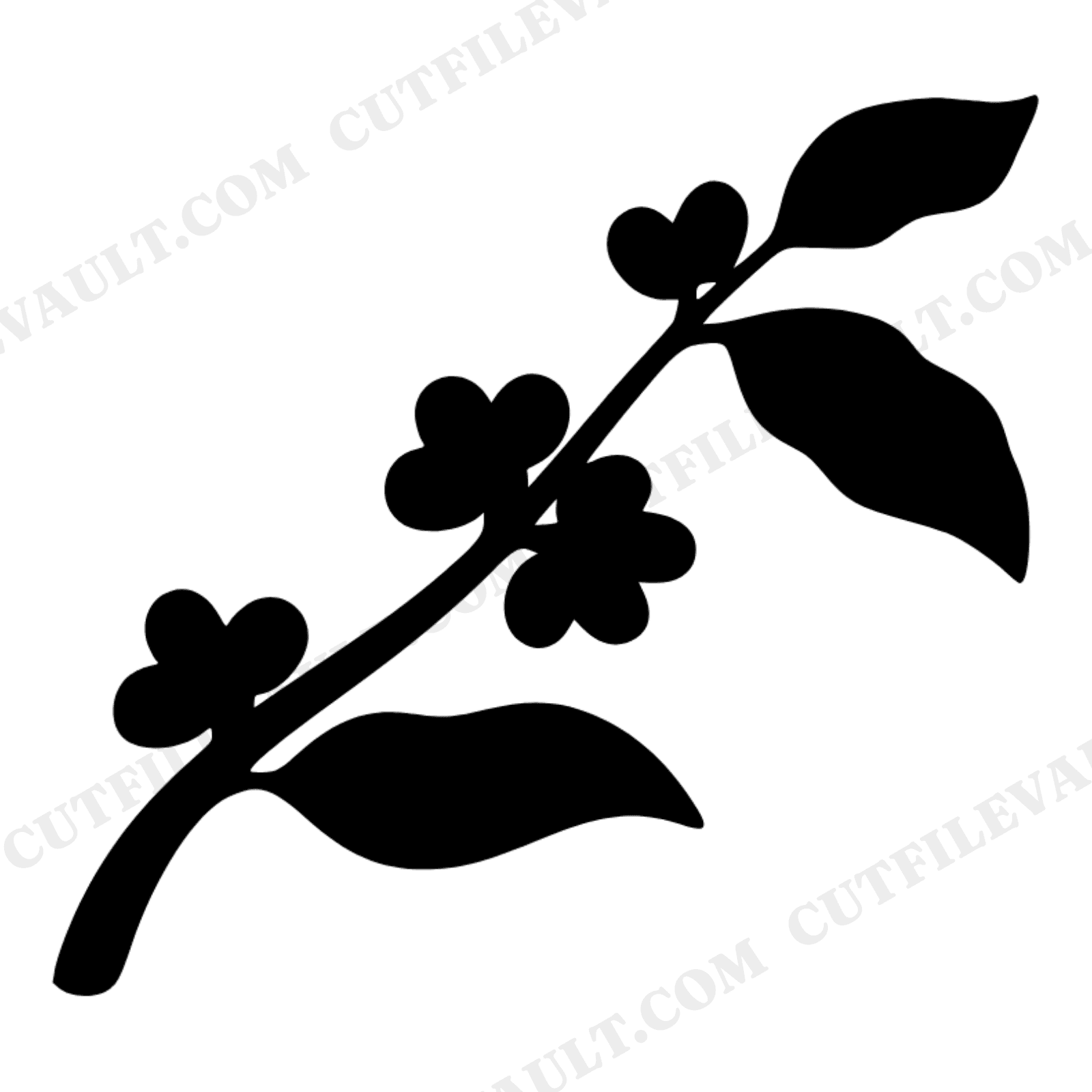 Coffee Plant Branch SVG PNG, Flowing Botanical Silhouette, Coffee Bean Art, Farm to Cup Design Cut File, view 1