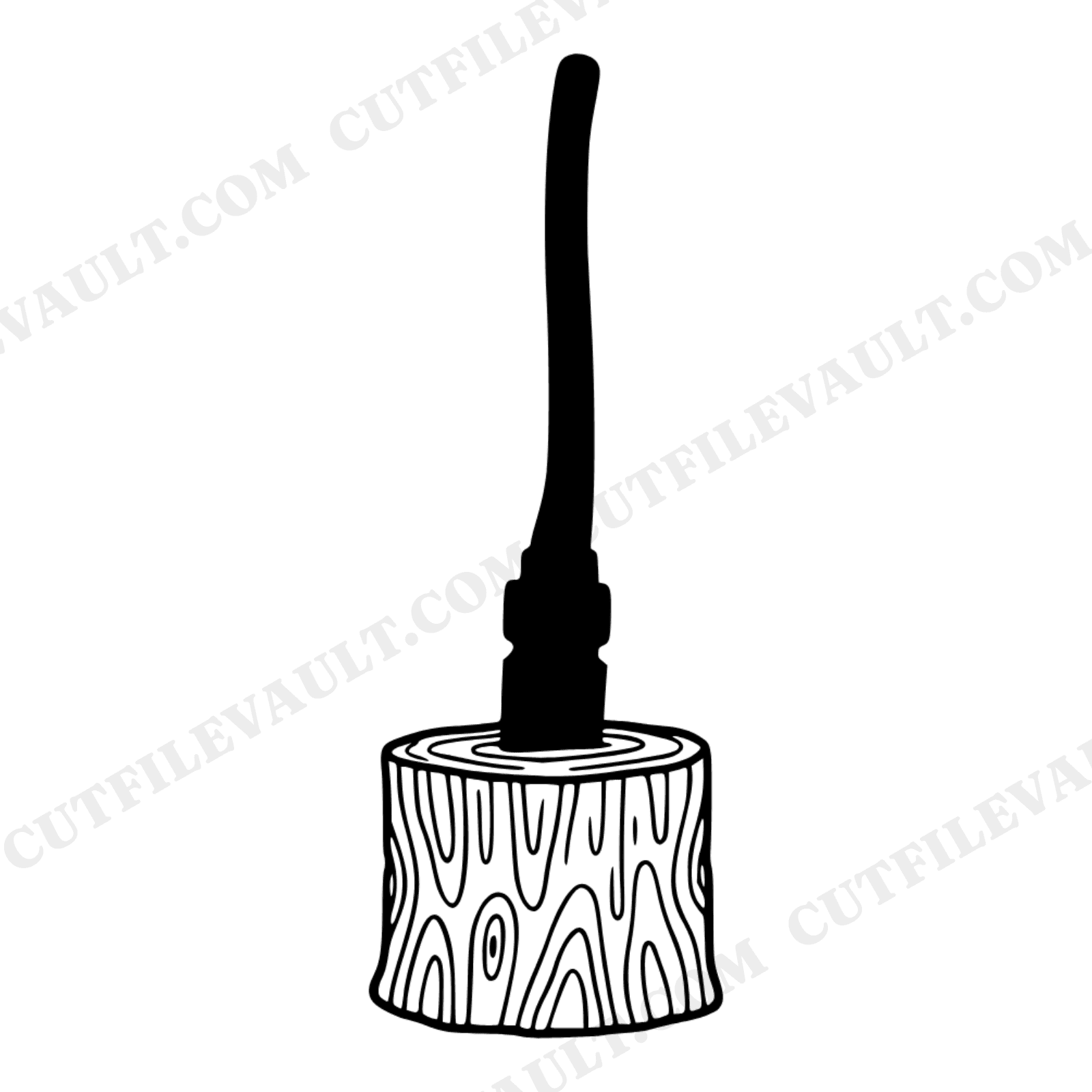 Colonial Splitting Maul SVG PNG, Rustic Wood Grain Axe Cut File, Independence Day Patriotic Design, view 1