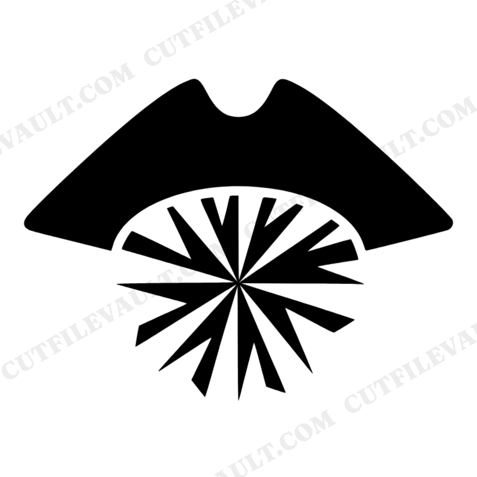 Colonial Tricorn Hat SVG PNG Art Deco Star Independence Day 4th of July Patriotic Cut File, view 1