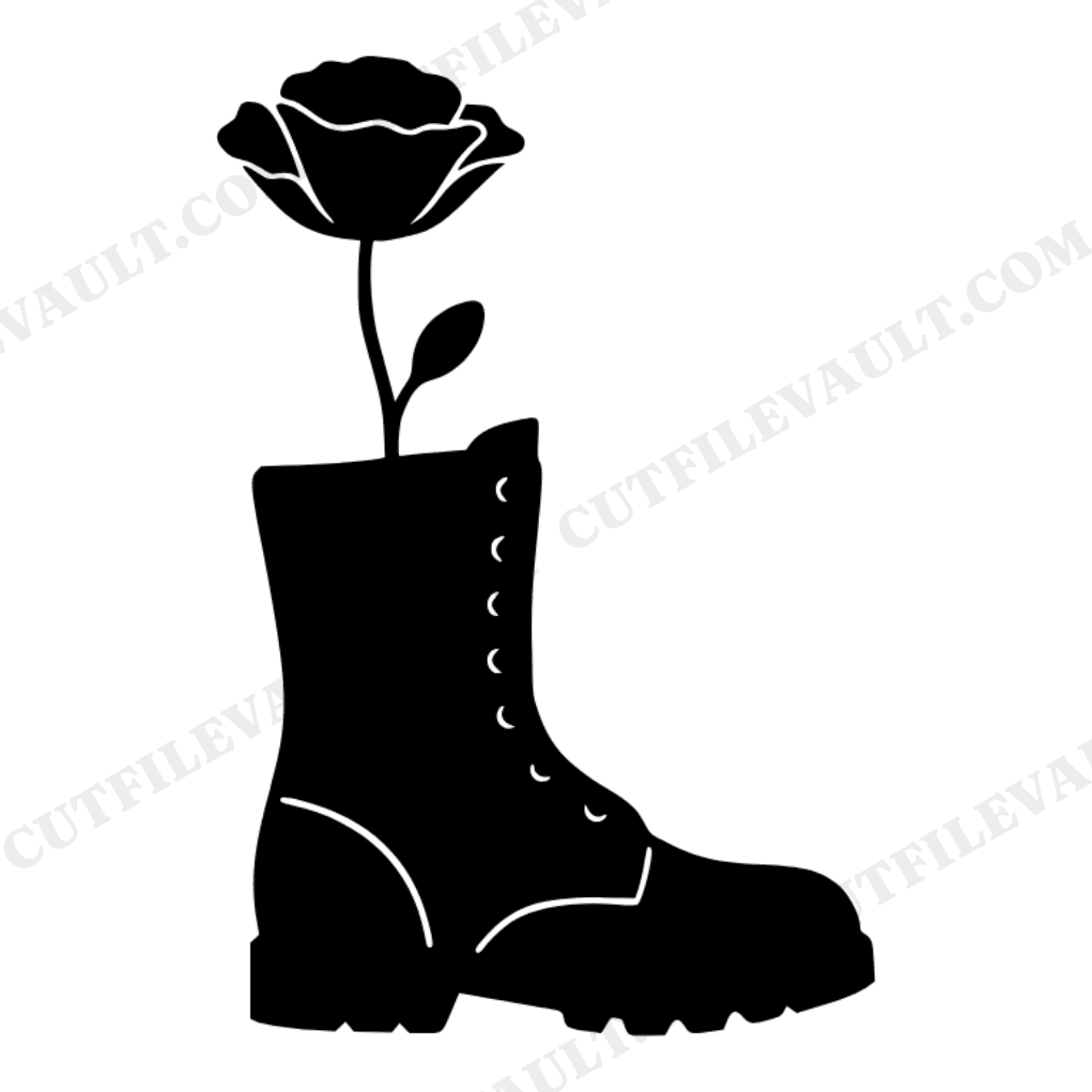Combat Boot Poppy SVG PNG Memorial Day Tribute Silhouette Cut File for Cricut Military Remembrance, view 1