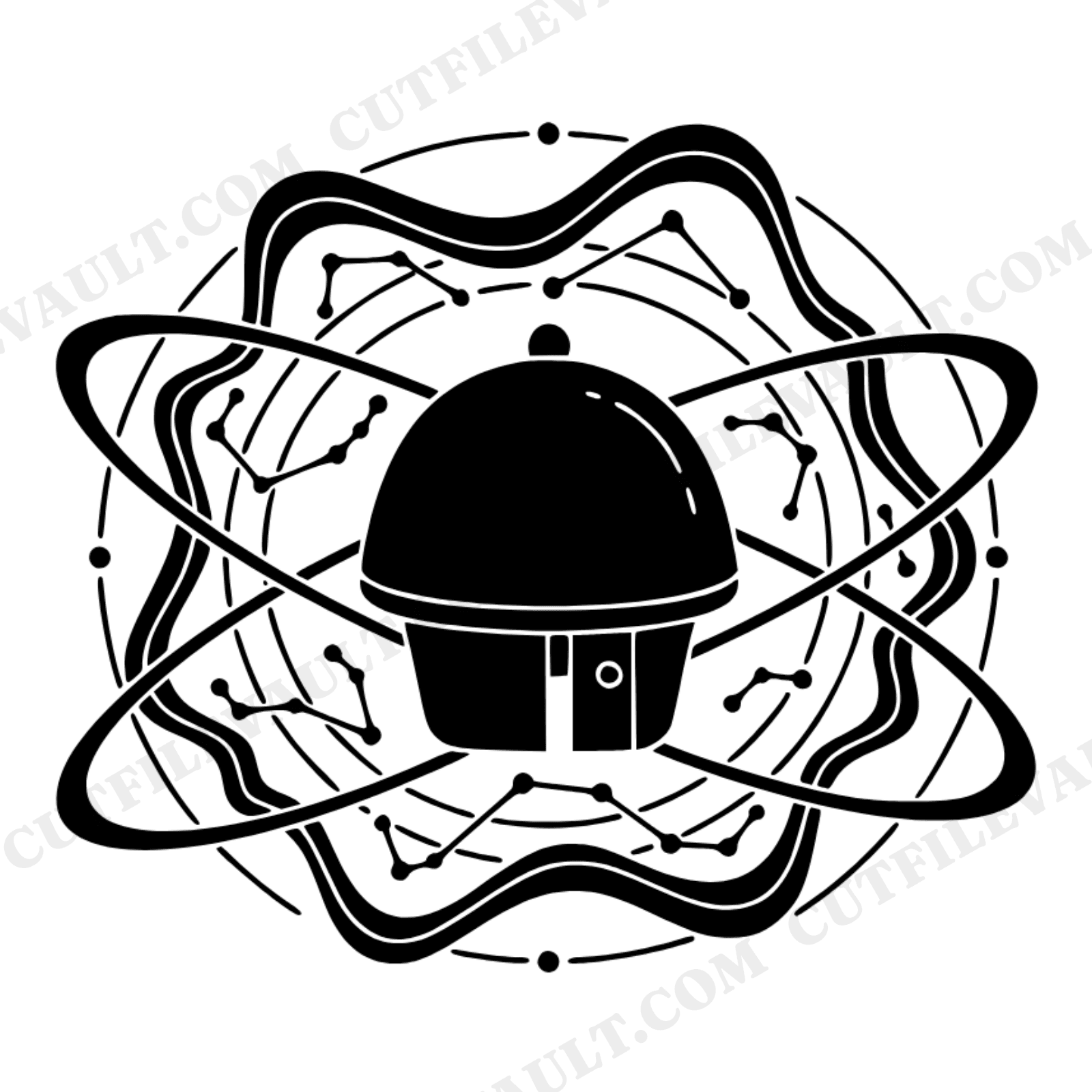 Cosmic Pencil Sharpener SVG PNG, Retro 70s Back to School Cut File, Celestial Teacher Clipart, view 1