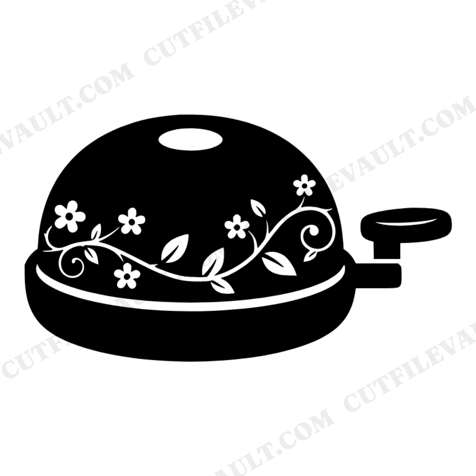 Cottage Garden Bicycle Bell SVG PNG, Floral Bike Bell Cut File, Cottagecore Cycling Clipart, view 1
