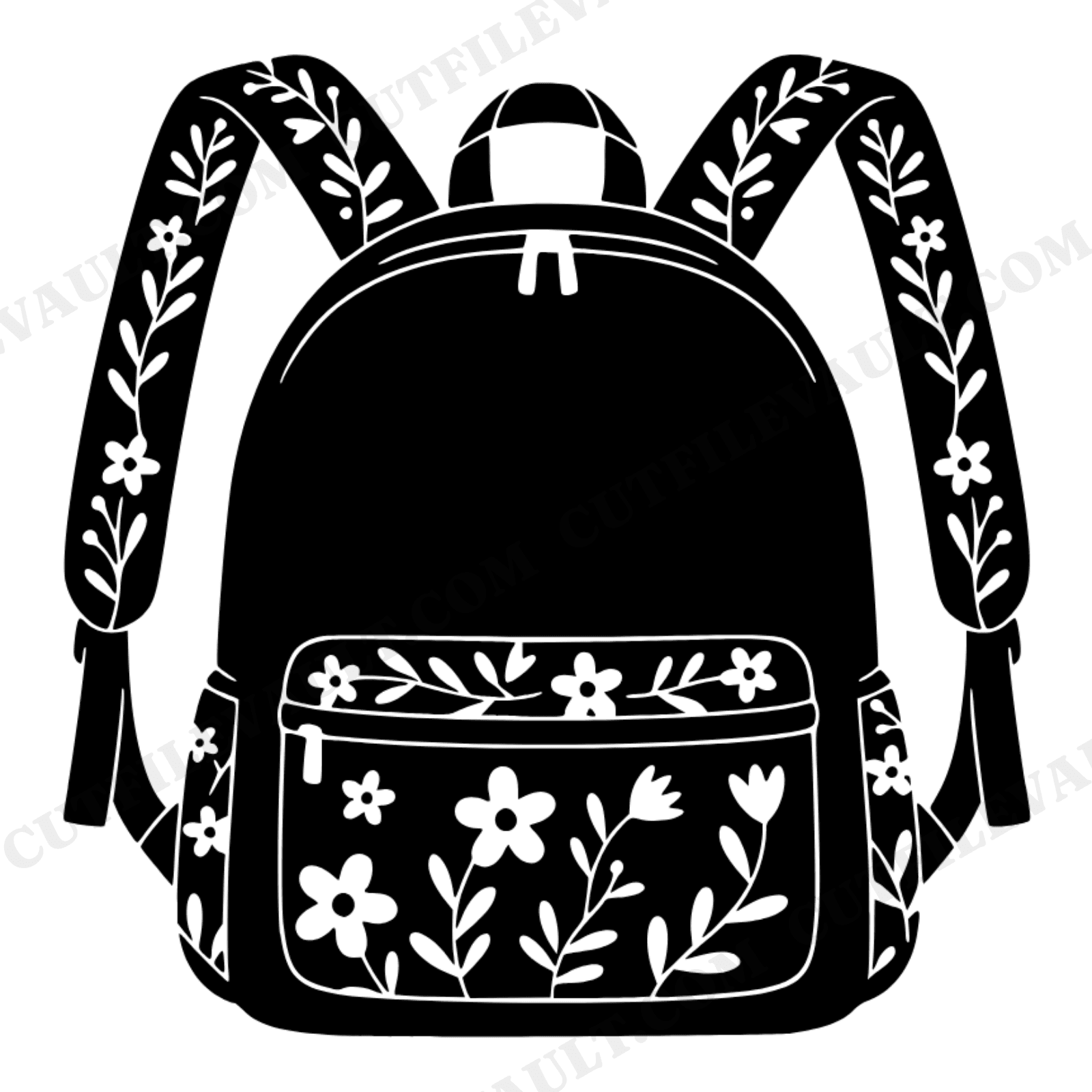 Cottagecore Backpack SVG PNG, Floral Vine Backpack Cut File, Back to School SVG, Student Tumbler Design, view 1
