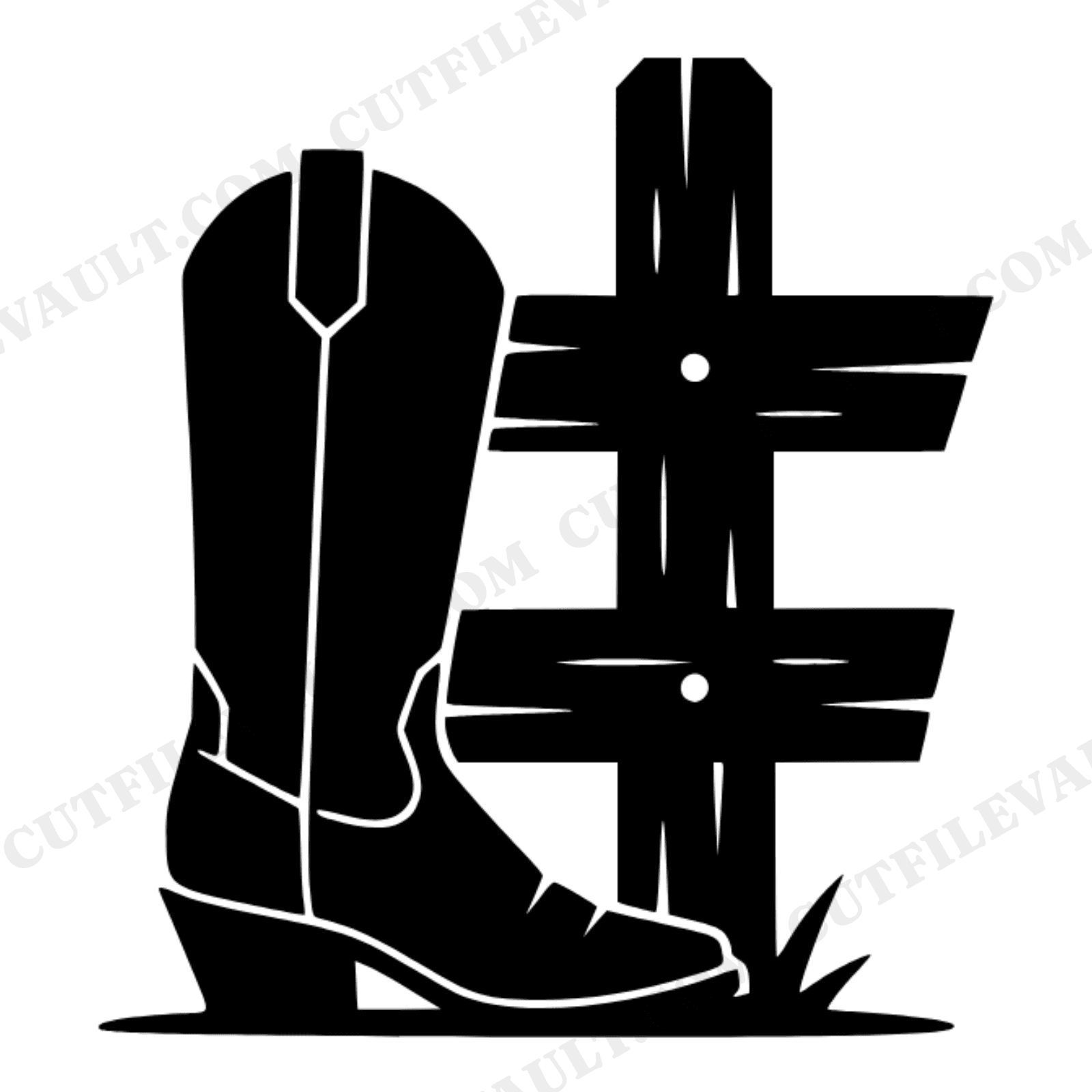Cowboy Boot SVG PNG Art Deco Western Father's Day Cut File Fence Post Rustic Country Dad Gift, view 1