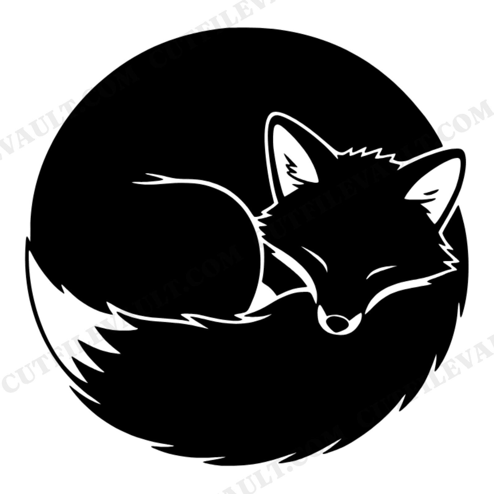 Cozy Autumn Fox SVG PNG, Sleeping Fox Circle Cut File, Boho Fall Animal Silhouette, Pumpkin Spice, view 1