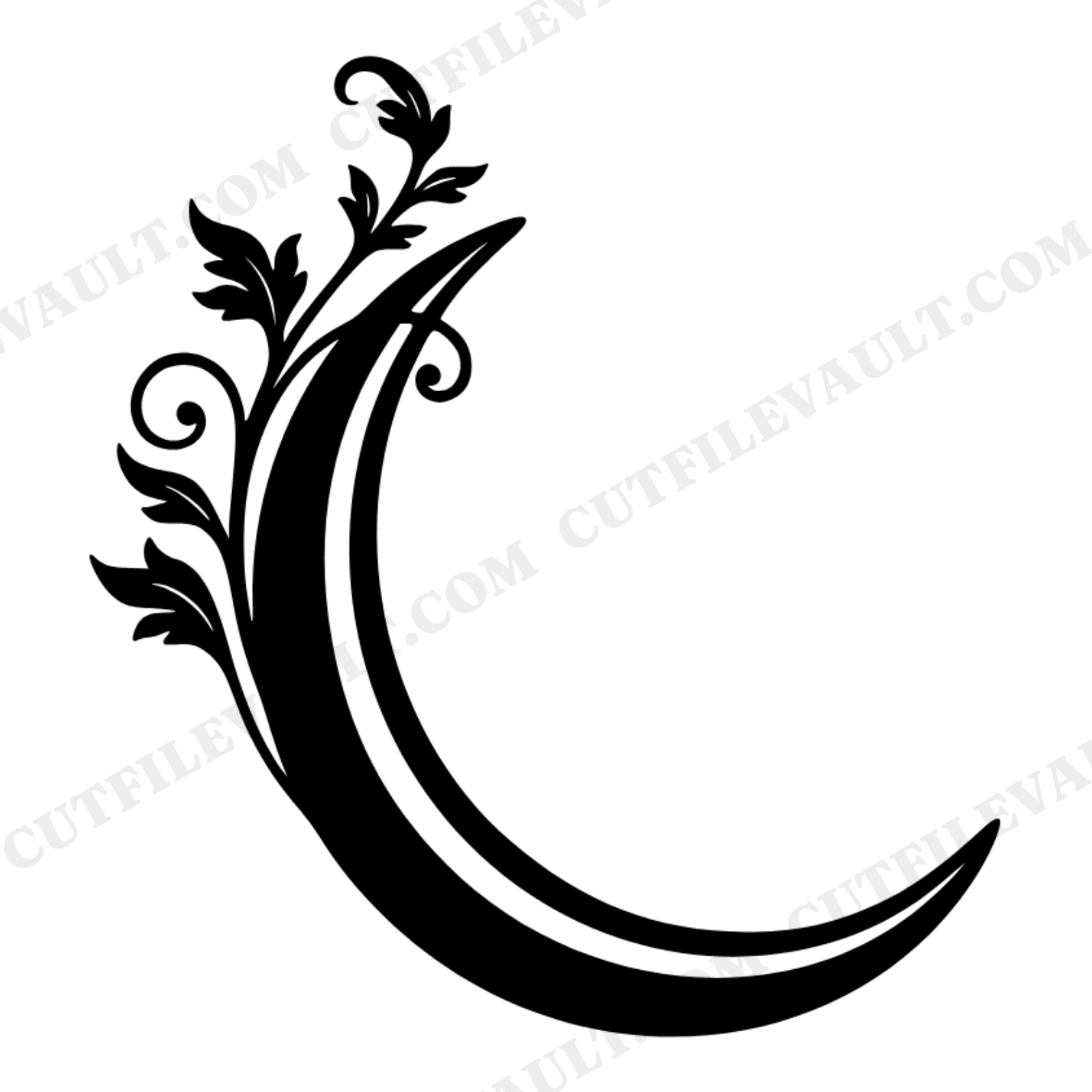 Crescent Watermelon Slice SVG PNG Art Nouveau Vines Boho Summer Cut File National Watermelon Day, view 1