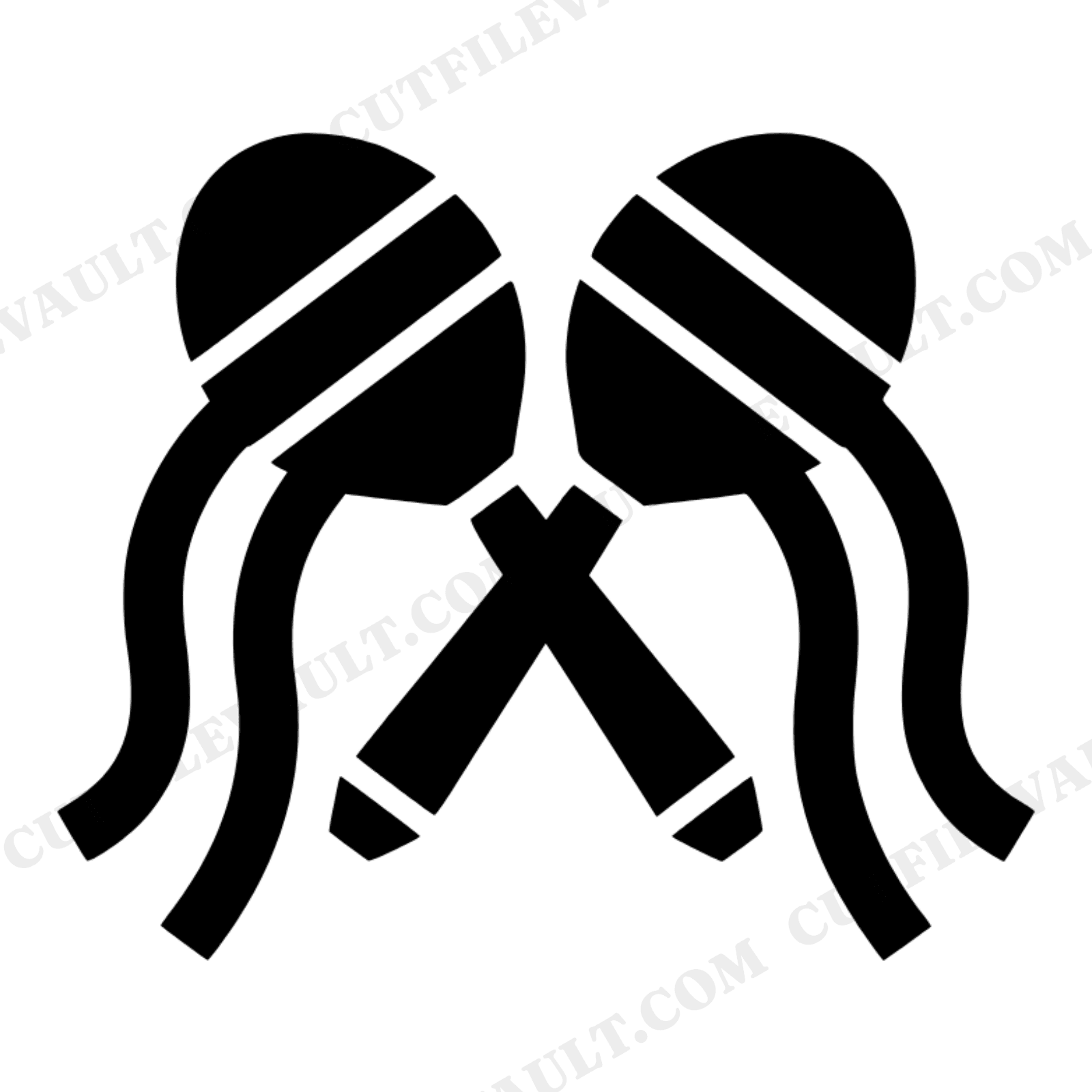 Crossed Maracas SVG PNG Cinco de Mayo Cut File with Ribbon Streamers Brutalist Festive Design, view 1