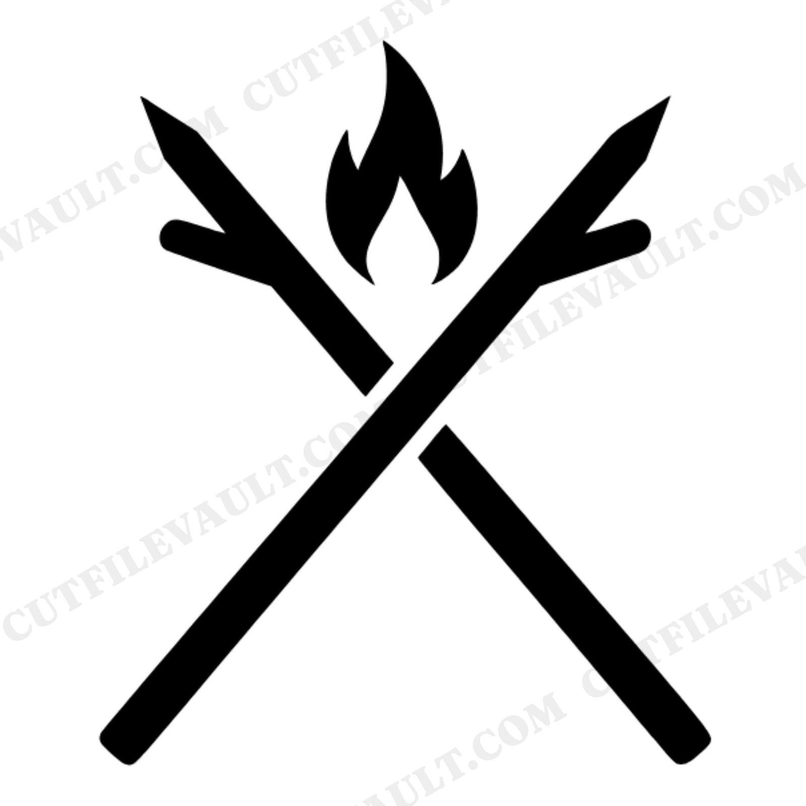 Crossed Marshmallow Roasting Sticks SVG PNG, Campfire Flame S'mores Day Cut File, Cottagecore Design, view 1