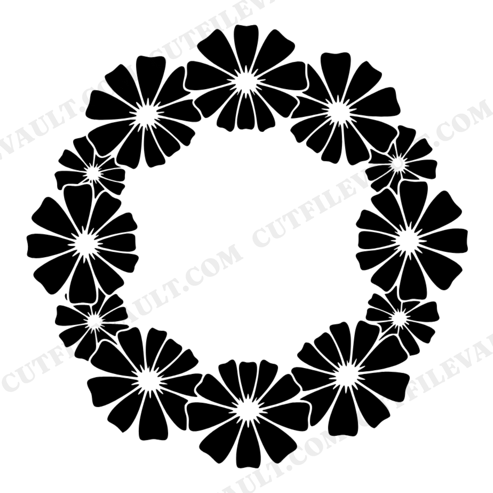 Dia de los Muertos Marigold Wreath SVG PNG, Circular Flower Crown Overhead View Cut File, view 1