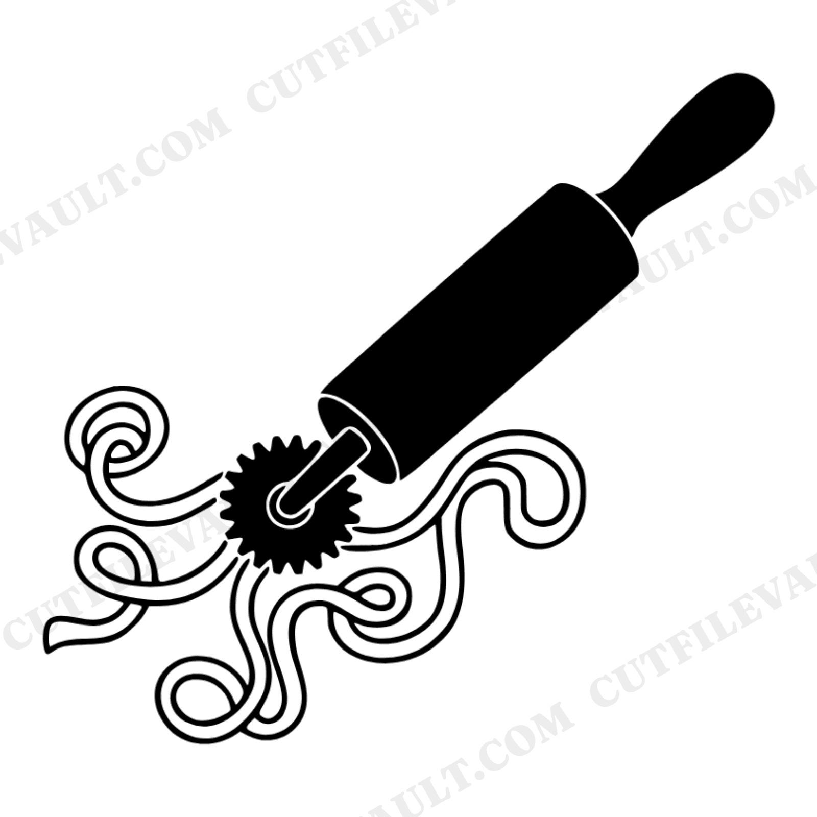 Diagonal Pastry Cutter SVG PNG, Dough Ribbons Line Art, Bakery Kitchen Cutting File for Cricut, view 1