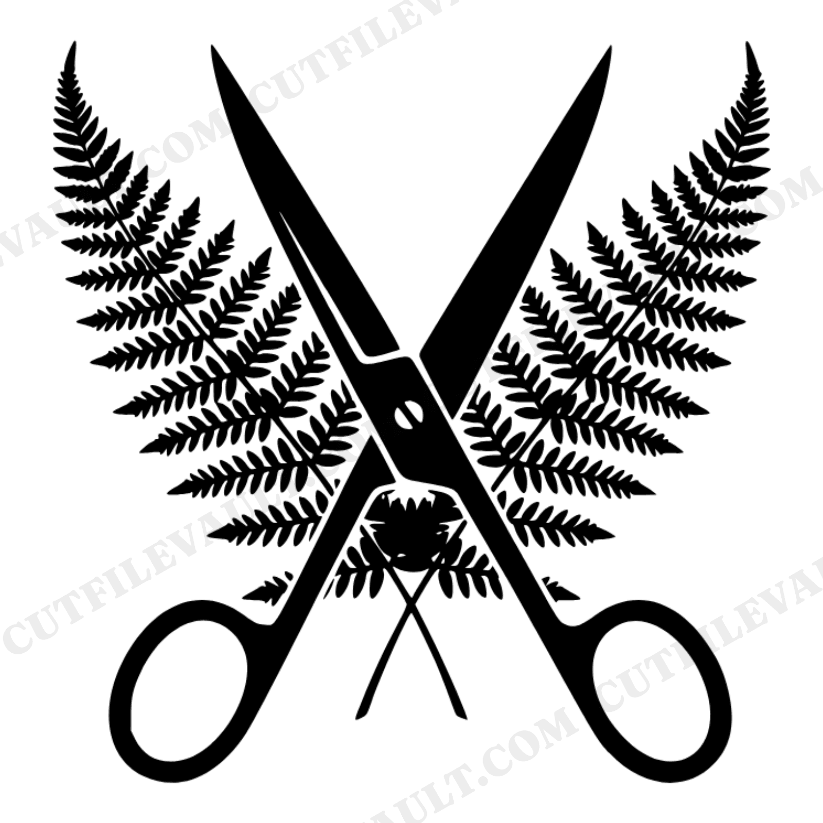 Dissection Scissors Fern SVG PNG, Herbarium Biology Science Cut File, Botanical Laboratory Design, view 1