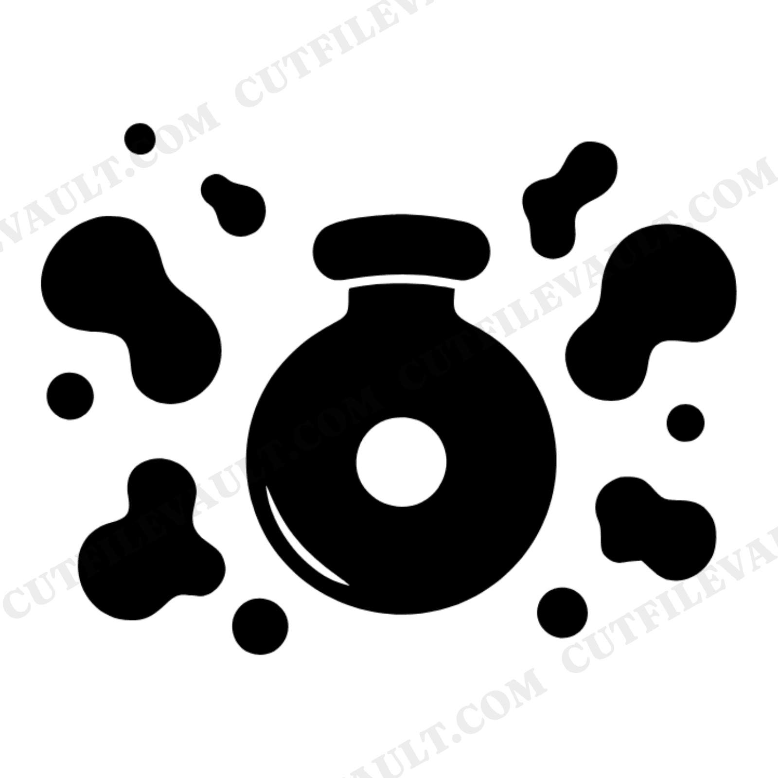 Donut Cookie Cutter SVG PNG, National Donut Day Design, Floating Dough Blobs Cut File for Cricut, view 1