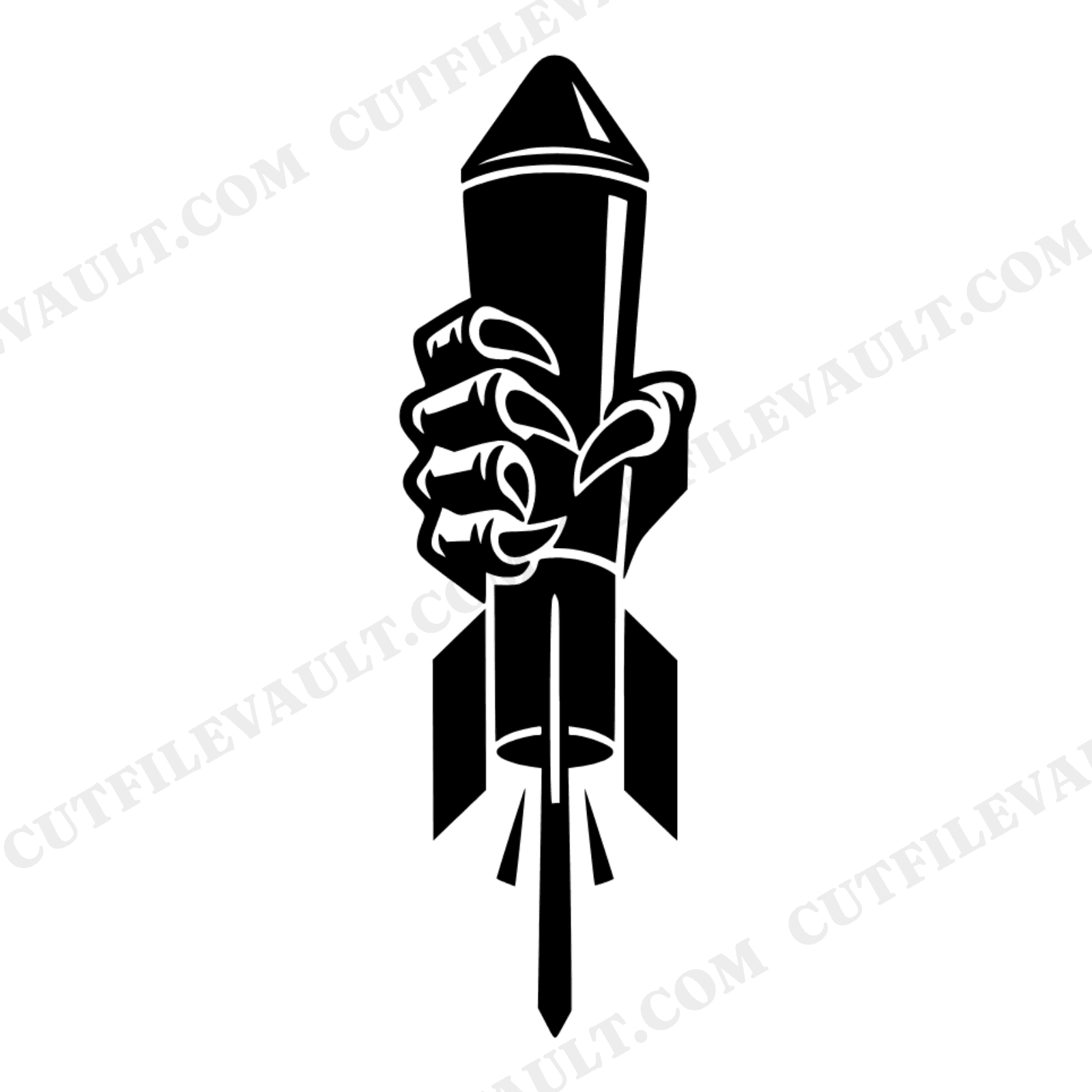 Eagle Talon Gripping Bottle Rocket SVG PNG Art Deco Independence Day Patriotic Cut File Design, view 1