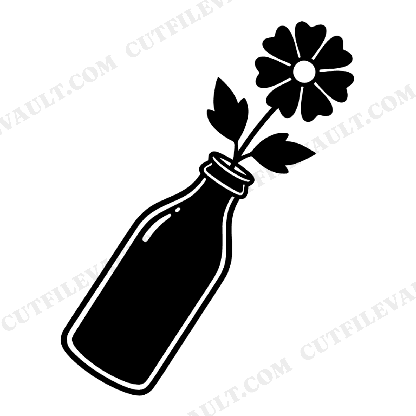 Earth Day Milk Bottle SVG PNG, Wildflower Silhouette Cut File, Vintage Eco Sustainability Design, view 1