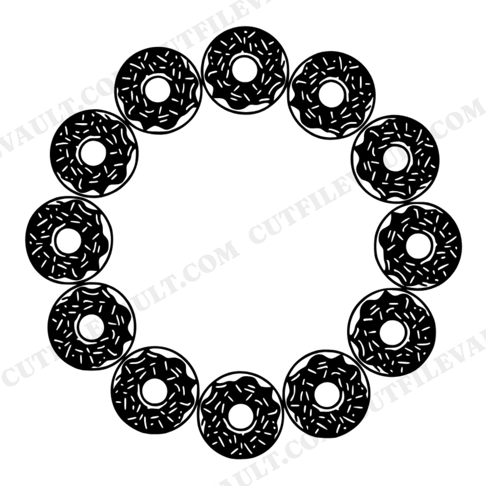 Enchanted Donut Fairy Ring SVG PNG, Cottagecore Floral Circle Cut File, National Donut Day Design, view 1