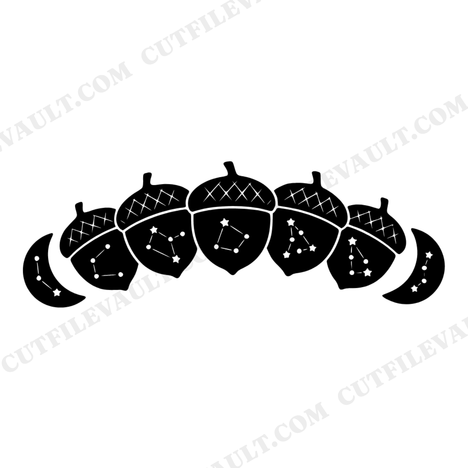Fall Equinox Acorn Moon Phase SVG PNG, Celestial Autumn Arc Cut File, Mystical Harvest Design, view 1