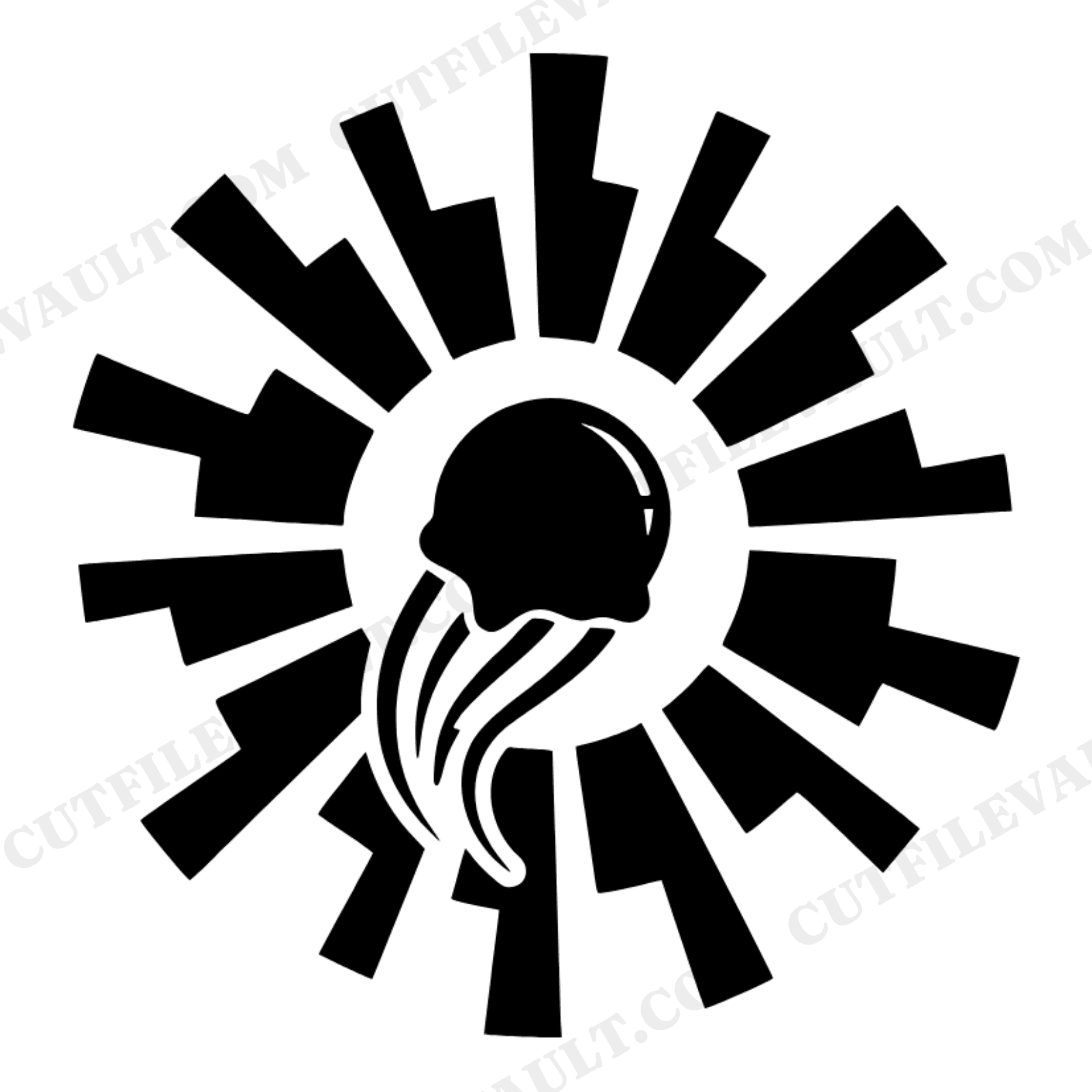 Falling Ice Cream Scoop Sunburst SVG PNG, Mid Century Retro Ice Cream Cut File, Stained Glass, view 1