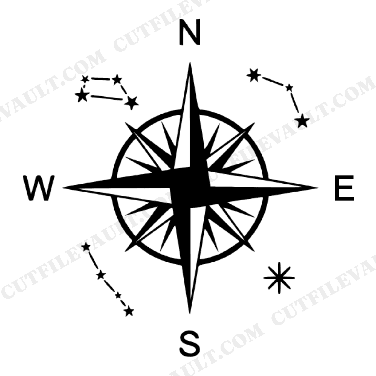 Father's Day Compass SVG PNG, Vintage Celestial Navigation Stars Constellation Cut File for Dad, view 1