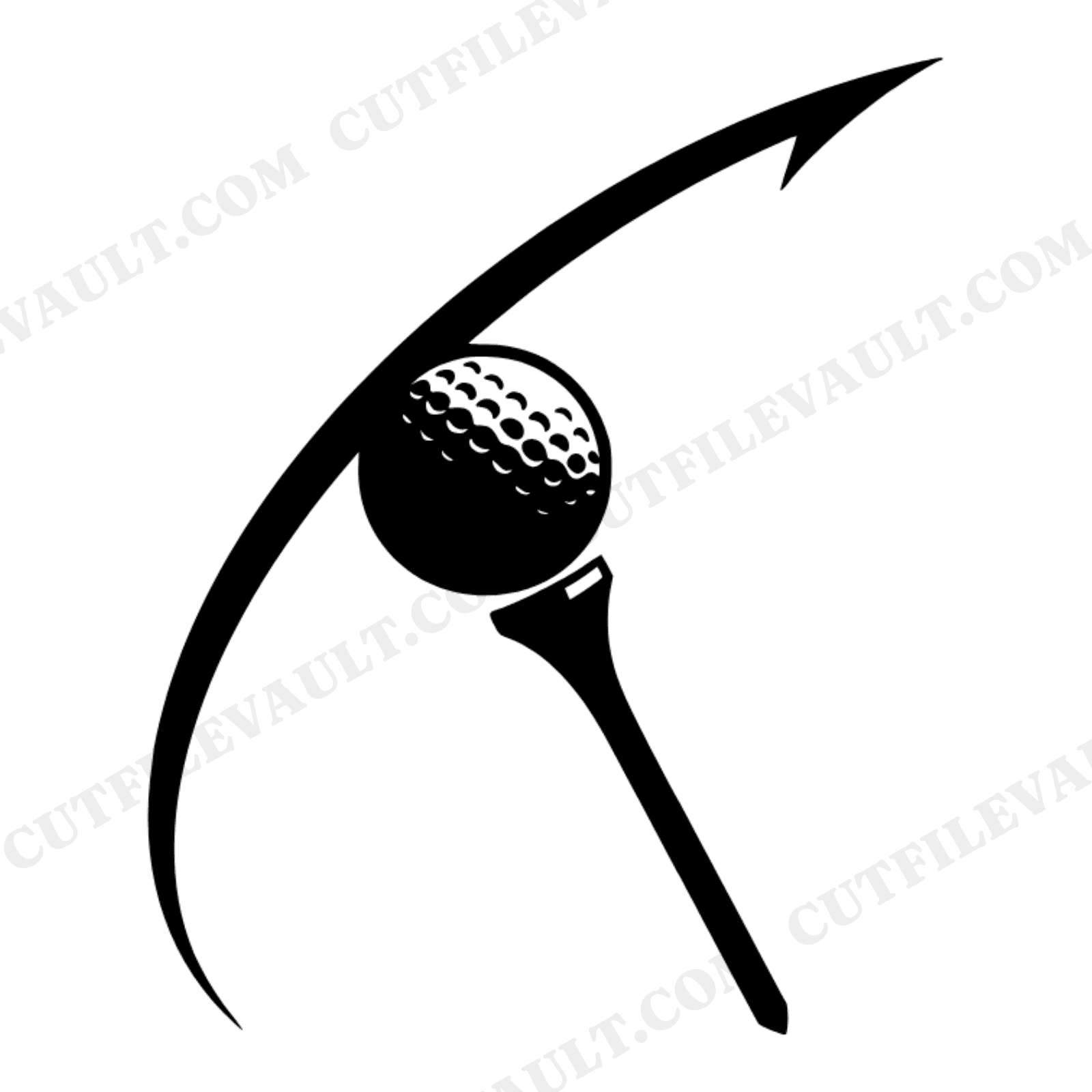 Father's Day Golf SVG PNG, Retro Golf Tee Ball Swoosh Cut File, Mid Century Modern Dad Golfer Design, view 1