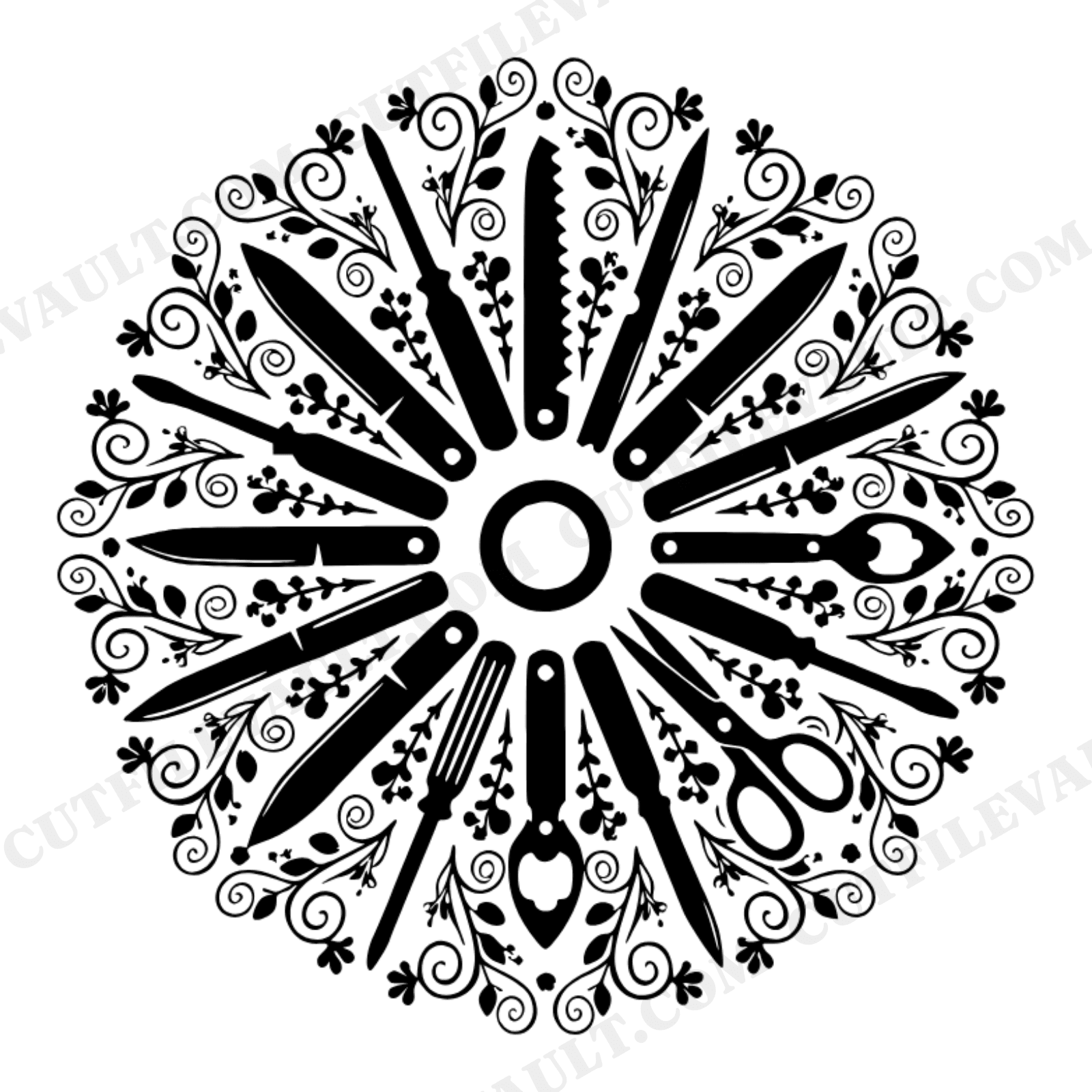 Fathers Day Multitool SVG PNG, Vintage Pocket Knife Radial Badge Emblem, Handy Dad Gift Cut File, view 1