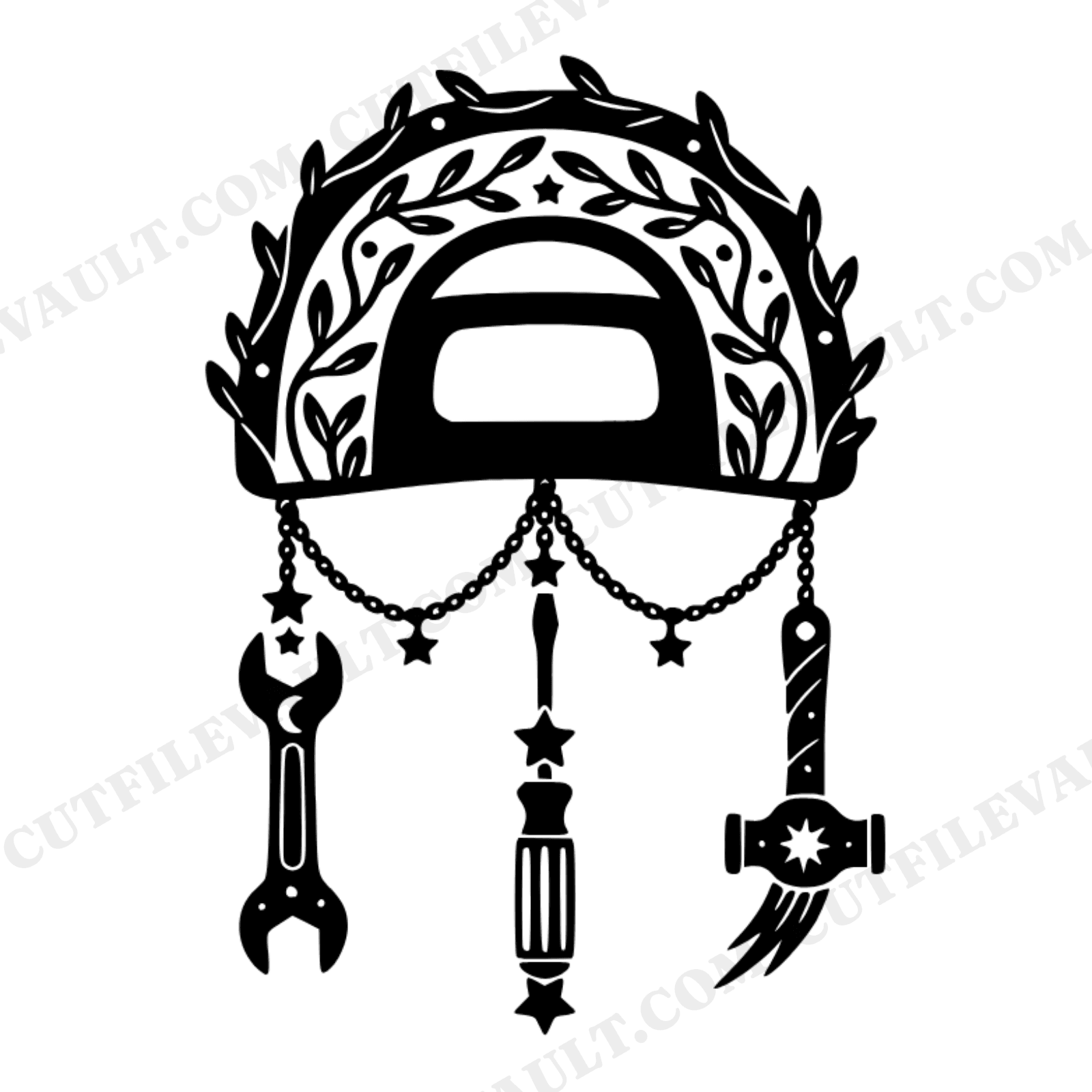 Father's Day Toolbox SVG PNG, Celestial Tools Cut File, Cottagecore Floral Dad Gift Design, view 1