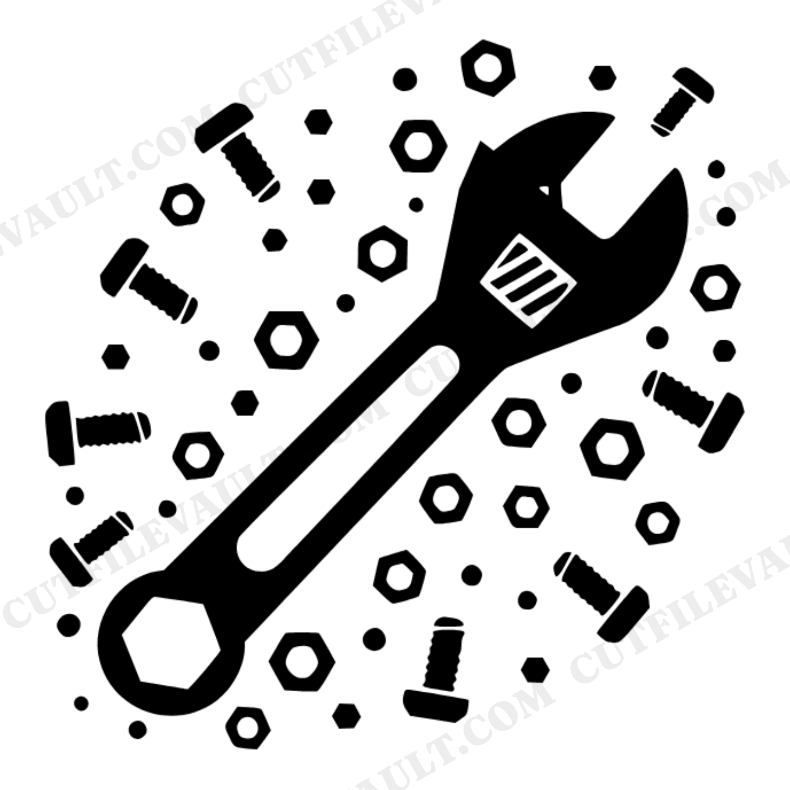 Father's Day Wrench SVG PNG, Art Deco Tool Cut File, Mechanic Dad Gift Design, Vinyl Craft, view 1