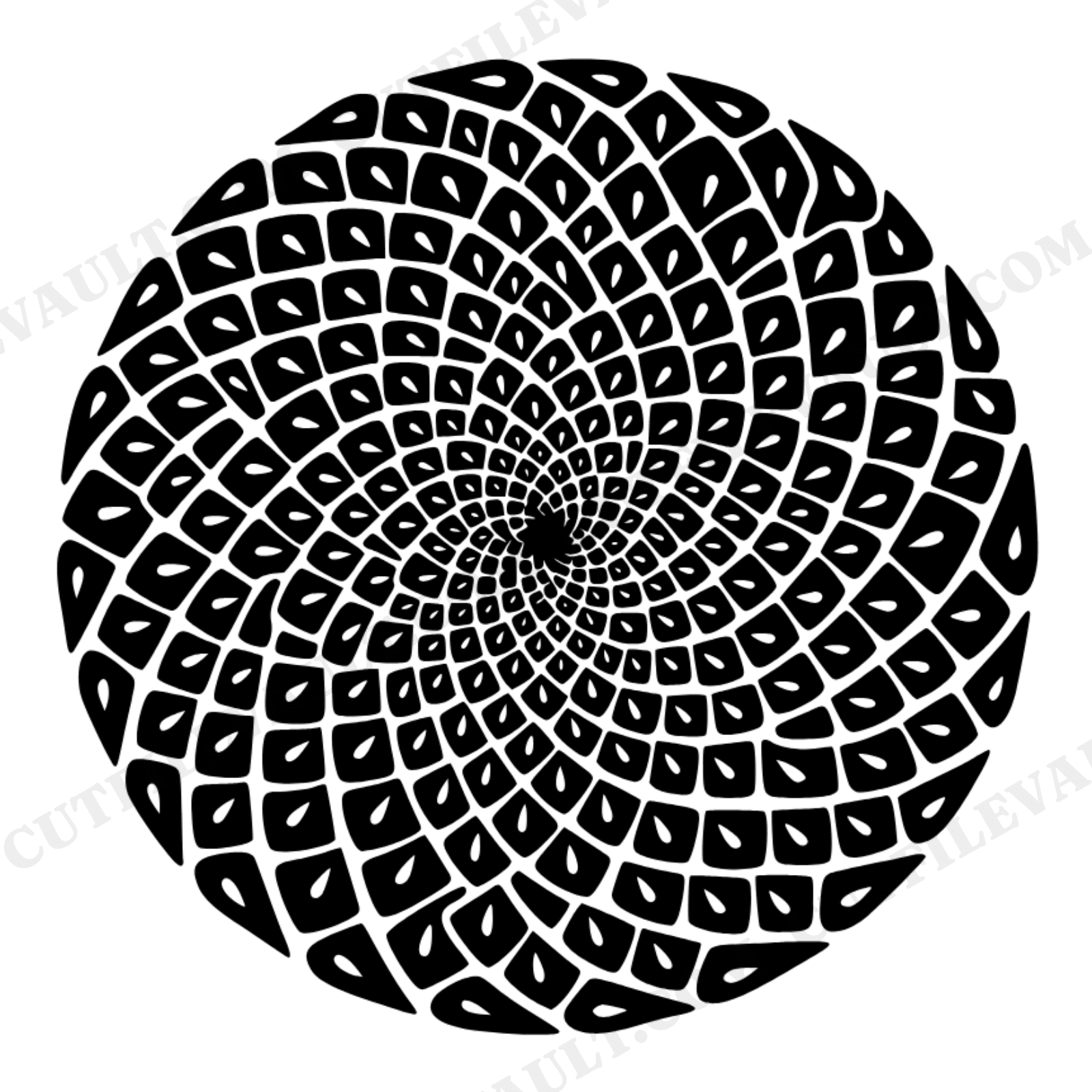 Fibonacci Sunflower Cross Section SVG PNG Retro 70s Botanical Silhouette Cut File Groovy Flower, view 1