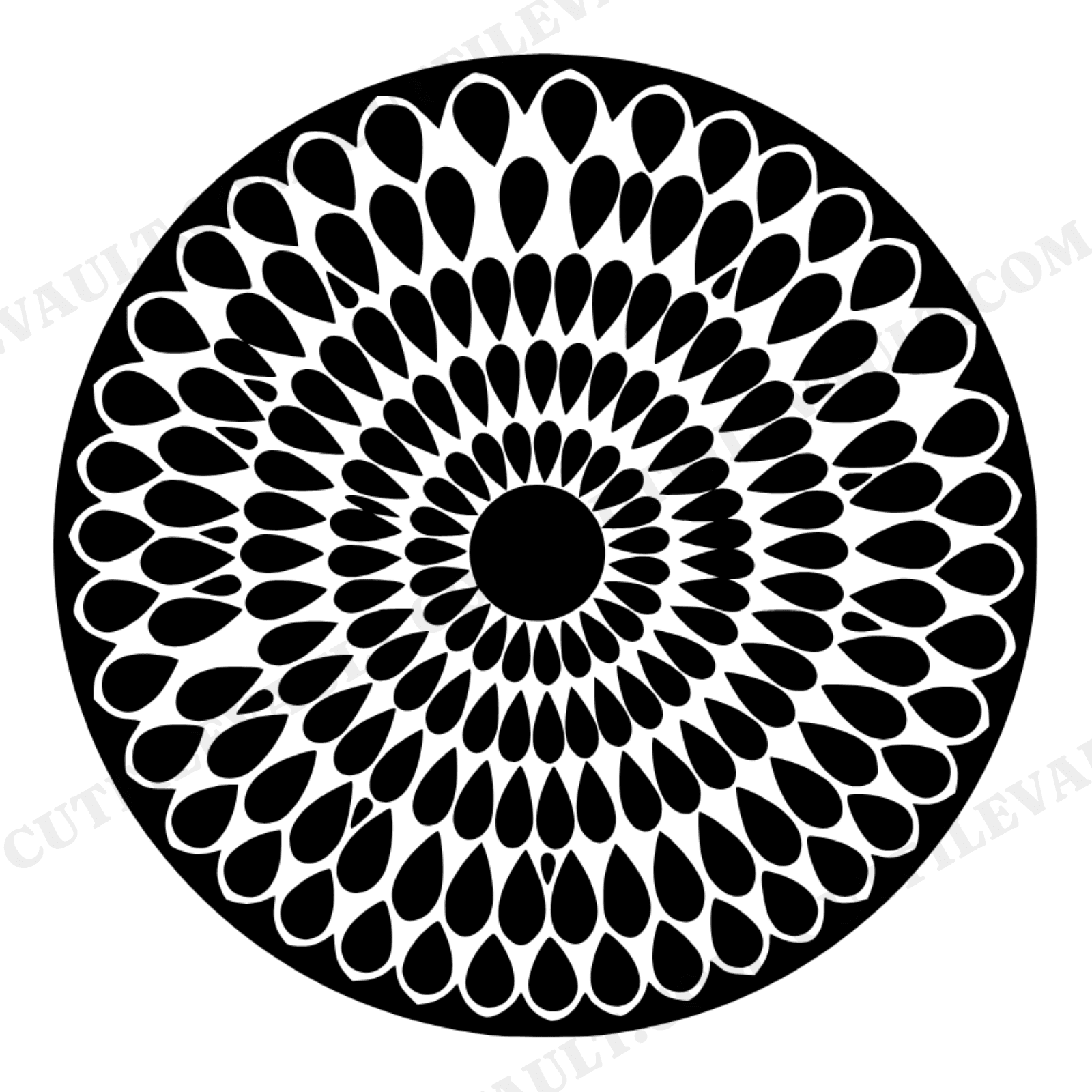 Fibonacci Sunflower Seed Head SVG PNG, Mid-Century Botanical Cut File, Geometric Spiral Pattern, view 1