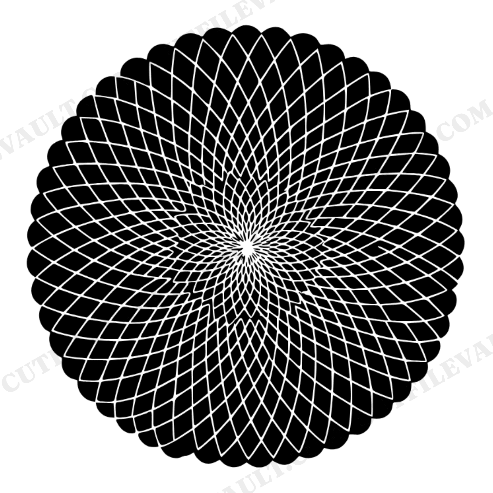 Fibonacci Sunflower Seed Head SVG PNG Retro 70s Botanical Illustration Cut File Herbarium Art, view 1